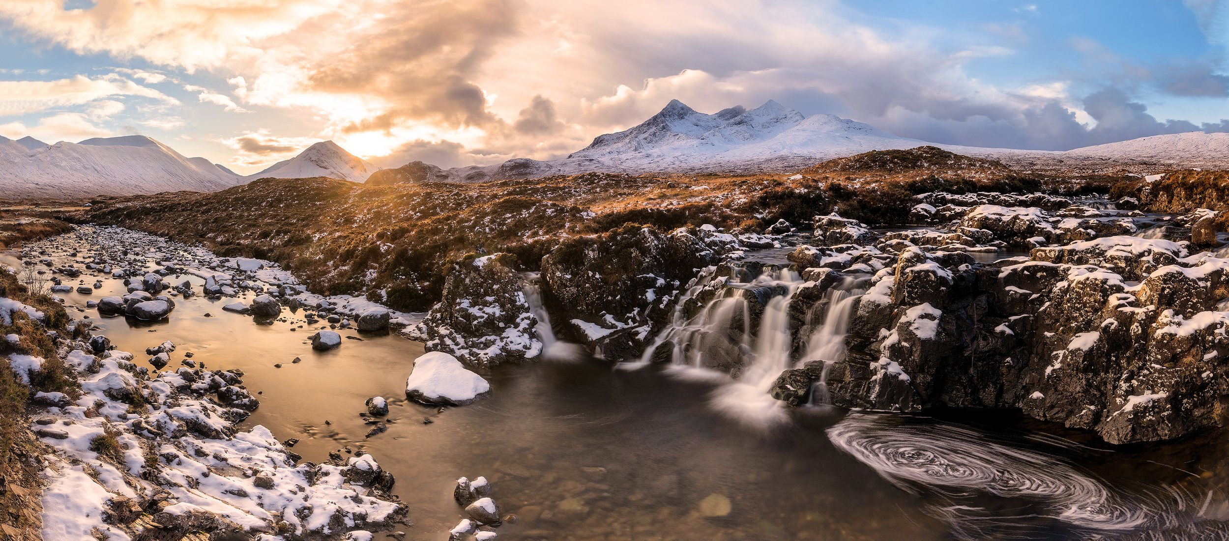 Sligachan waterfall 40 shot hdr panorama