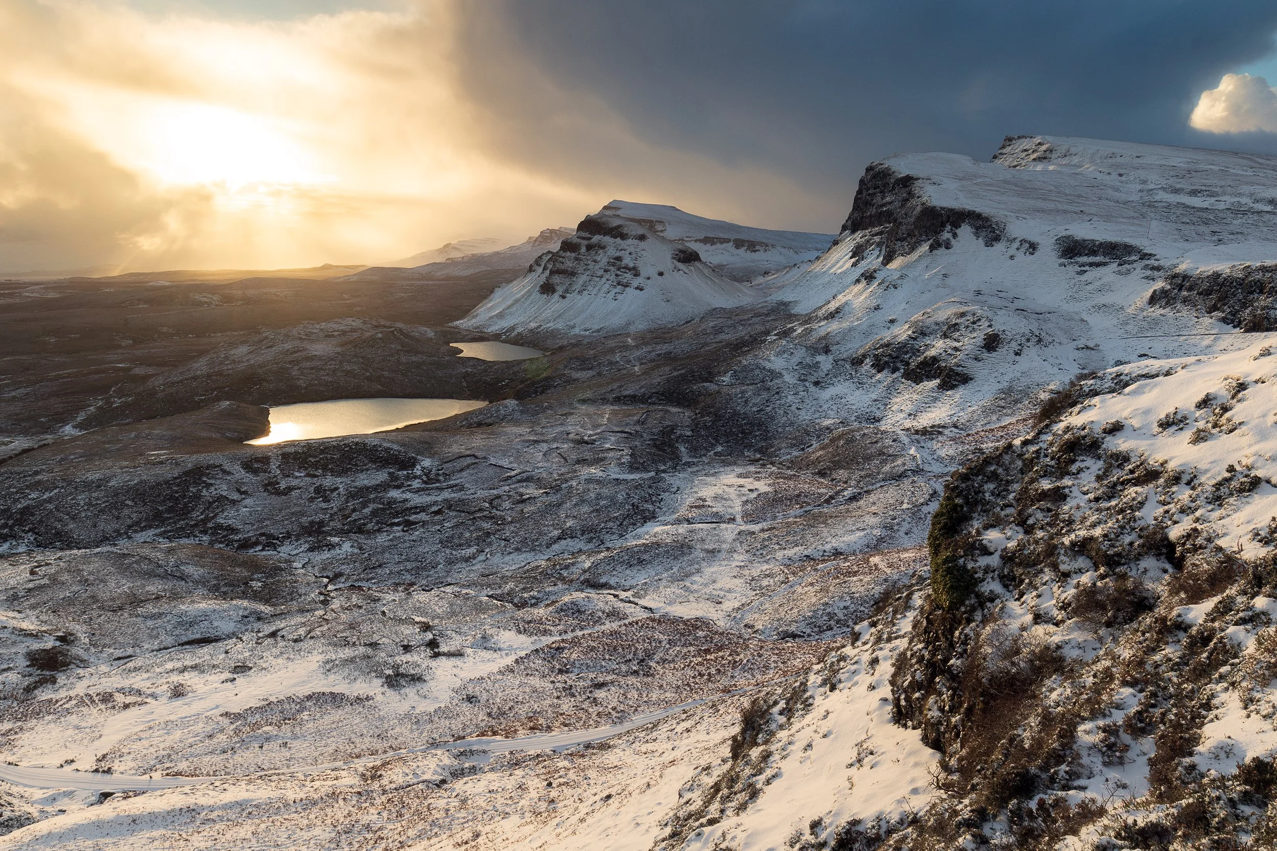 Quiraing on a snowy sunrise