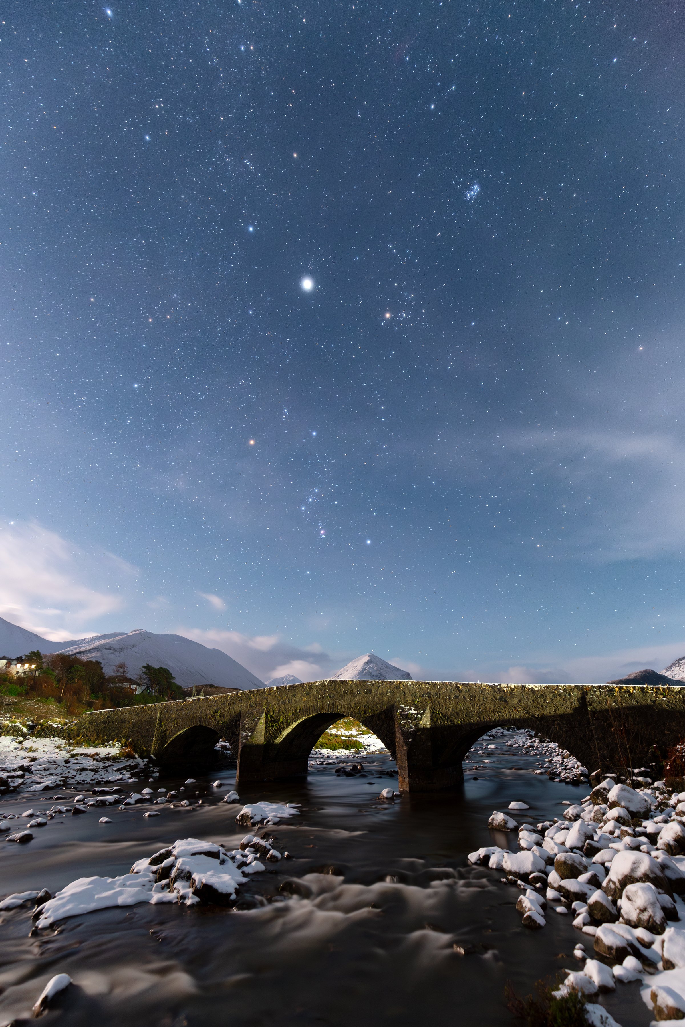 Sligachan old bridge with the winter milkyway