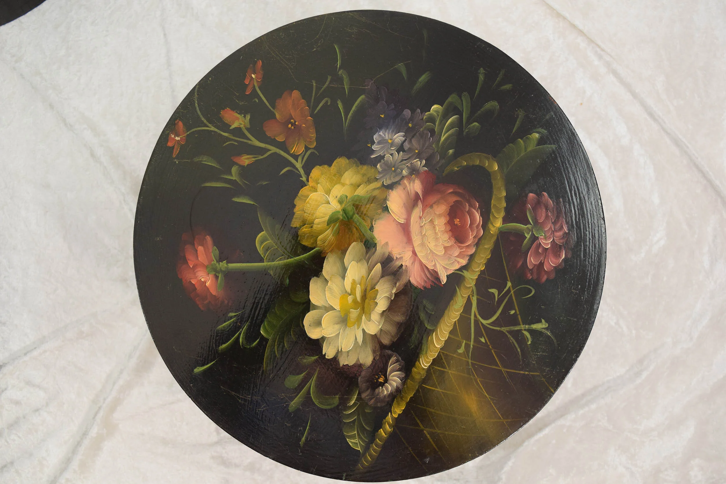 Set of 3 Victorian hand painted hat boxes 4.JPG