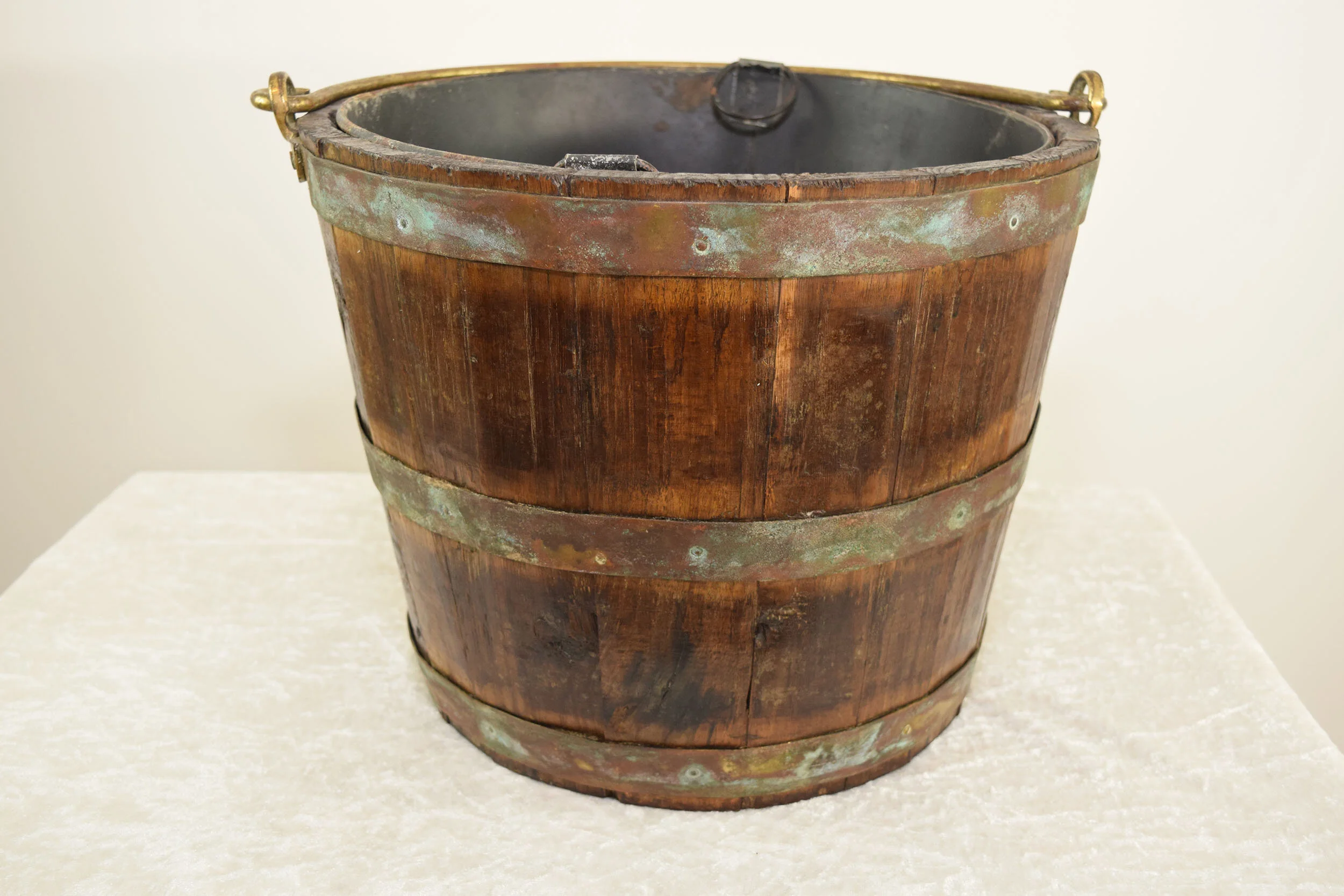 Oak and Brass Bound Coal Bucket 