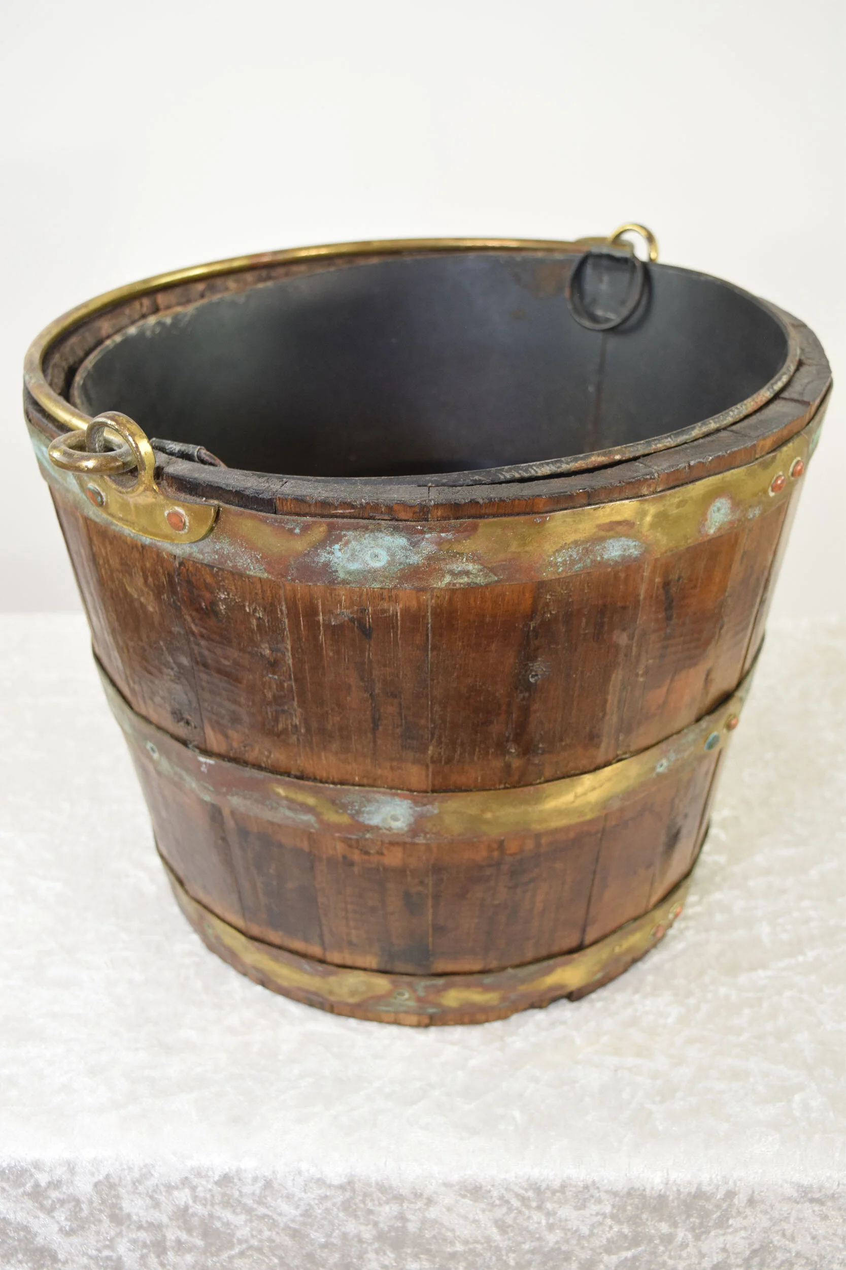 Oak and Brass Bound Coal Bucket 