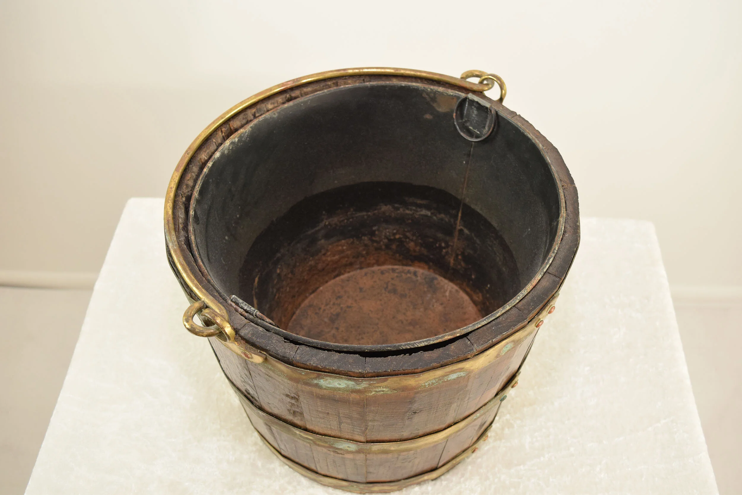 Oak and Brass Bound Coal Bucket 