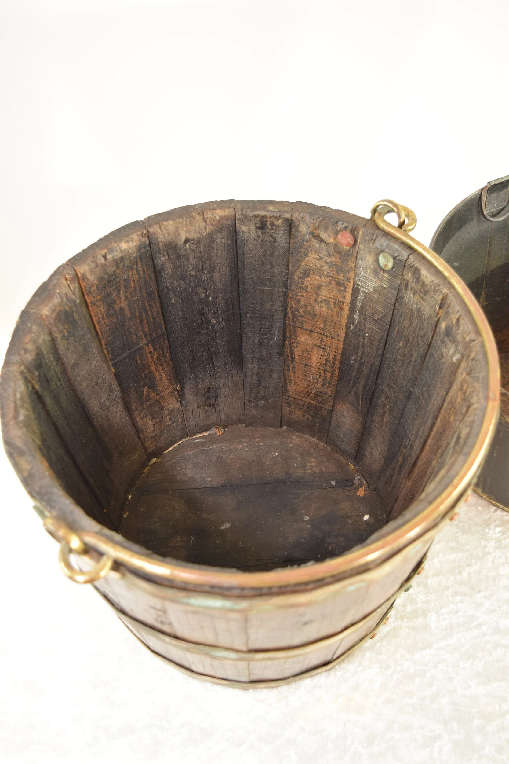 Oak and Brass Bound Coal Bucket 