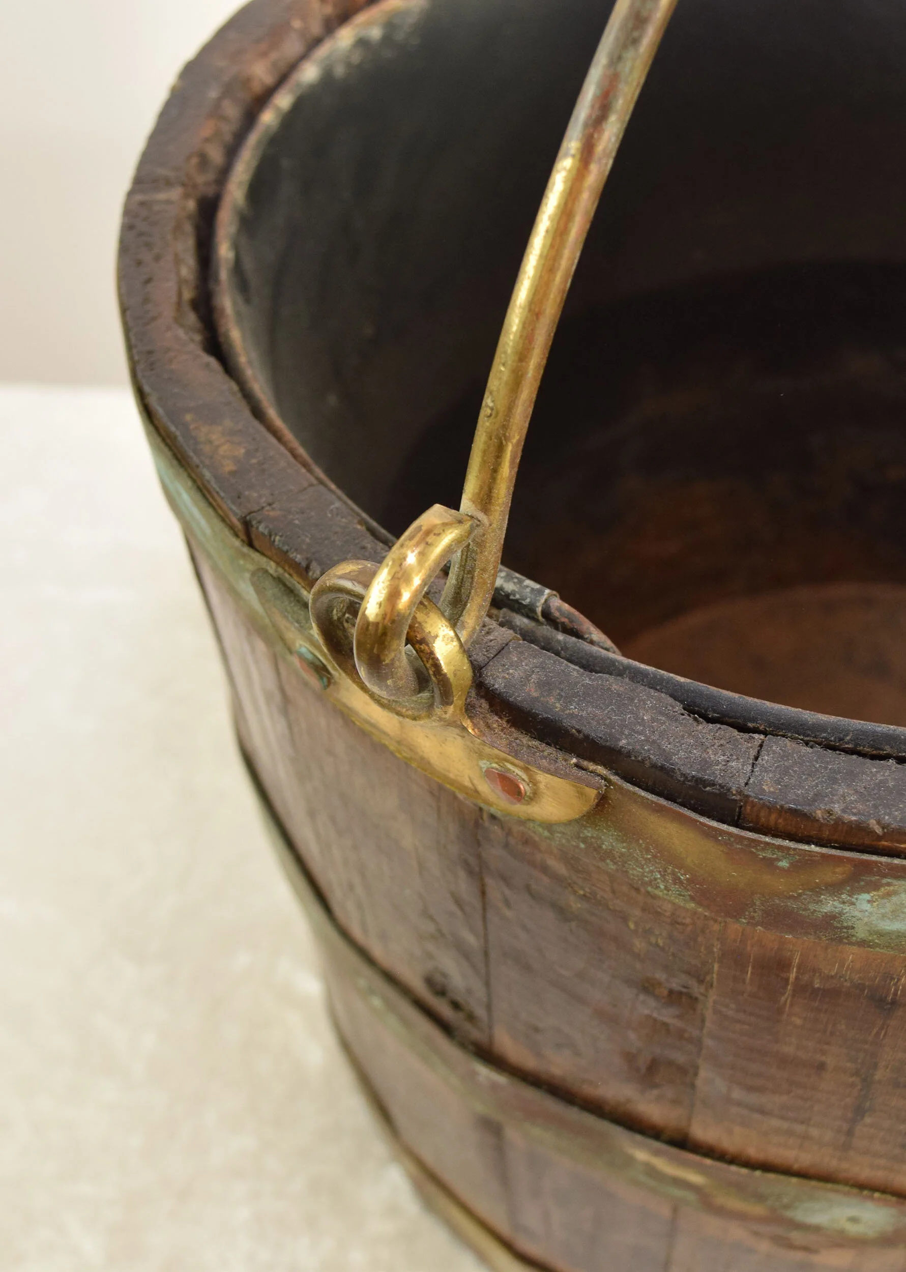 Oak and Brass Bound Coal Bucket 