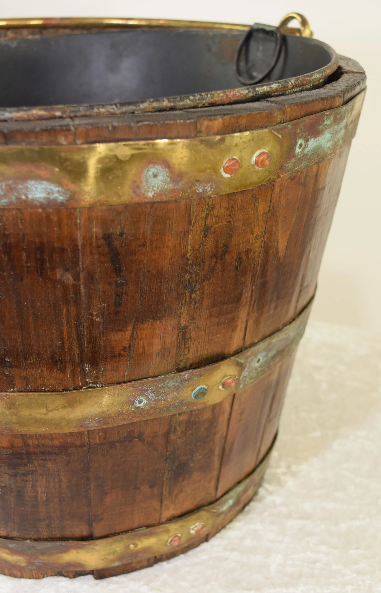 Oak and Brass Bound Coal Bucket 