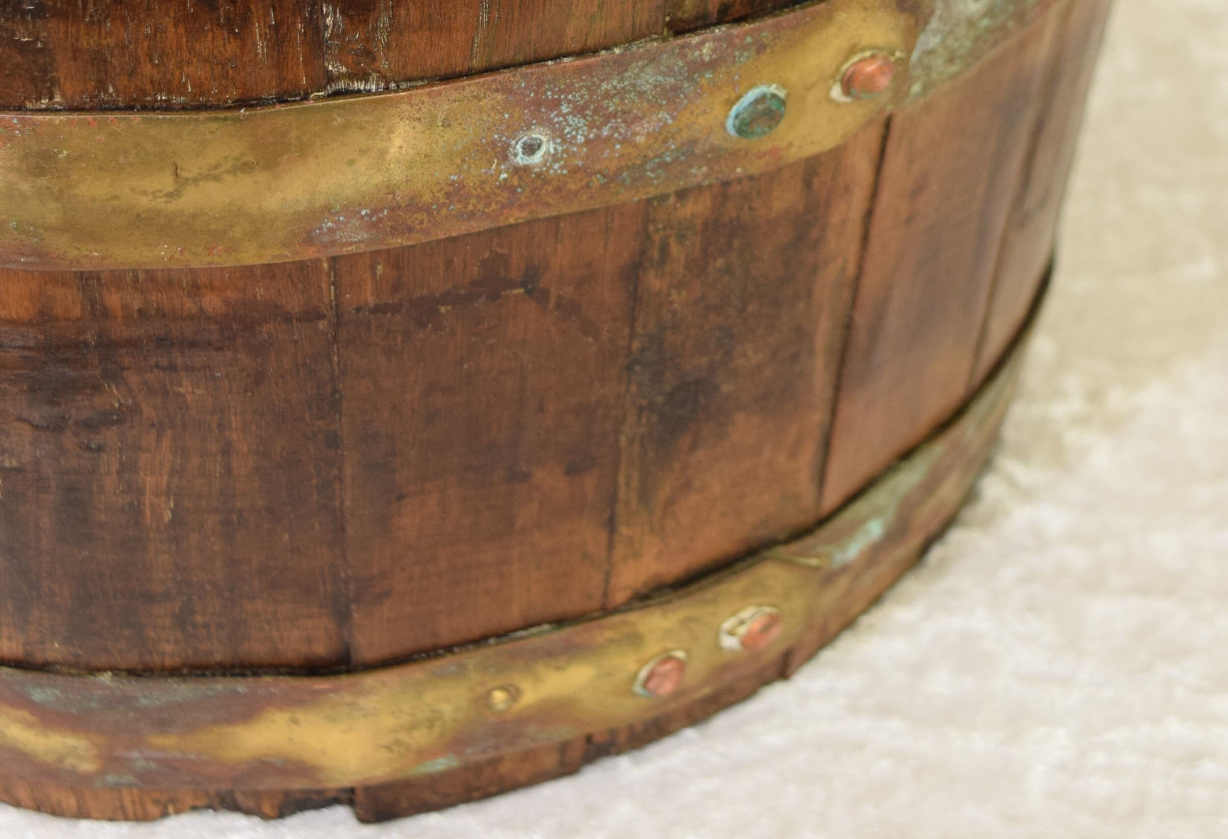 Oak and Brass Bound Coal Bucket 