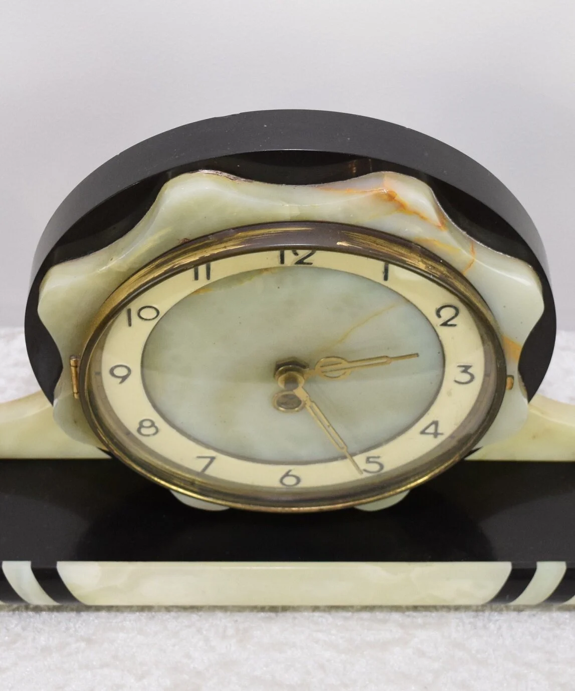 French Onyx and Slate Art Deco Clock 4