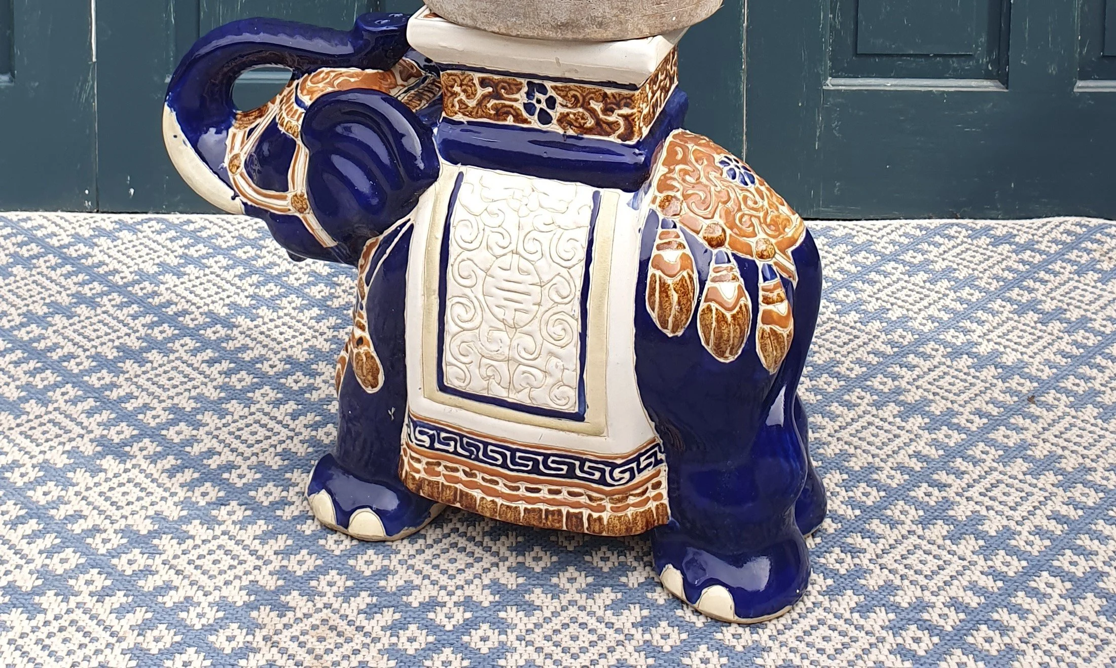 Pair of ceramic elephant plant stands  Ferreira Antiques