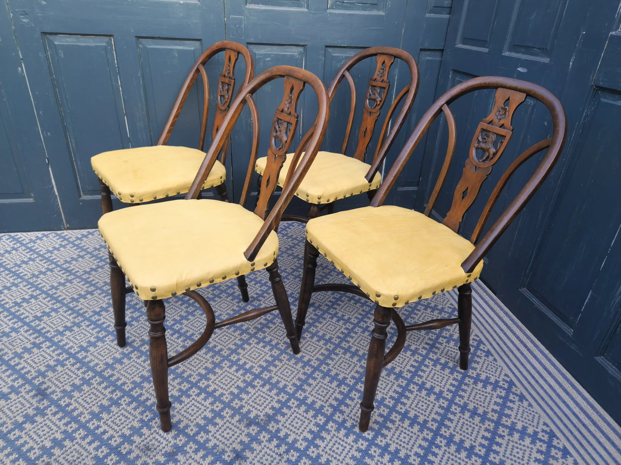 Arts & Crafts Gothic Heraldic Lion-Back Windsor Chairs 2.jpg