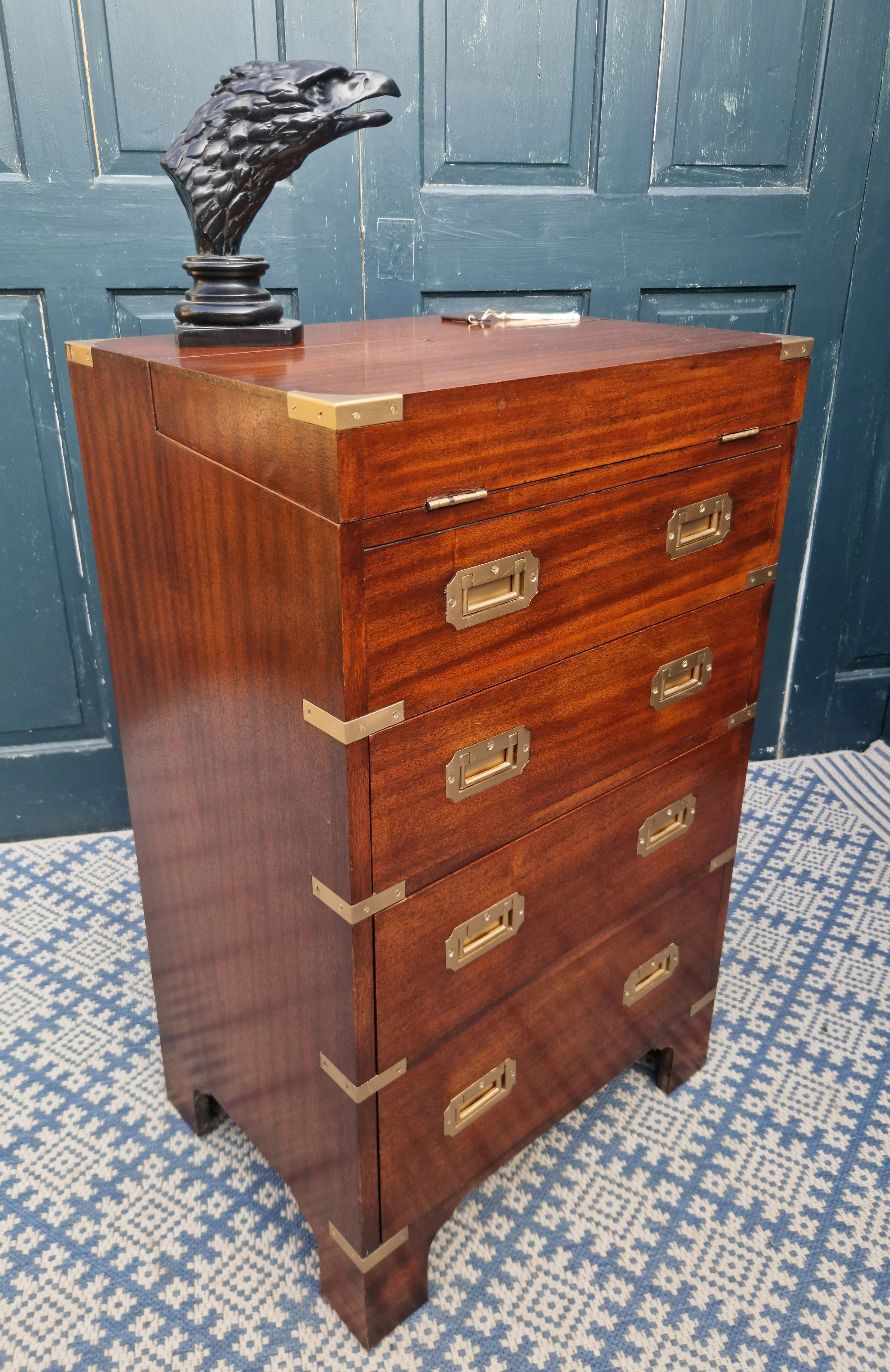 Mahogany Campaign-Style Secretaire Chest 1.jpg