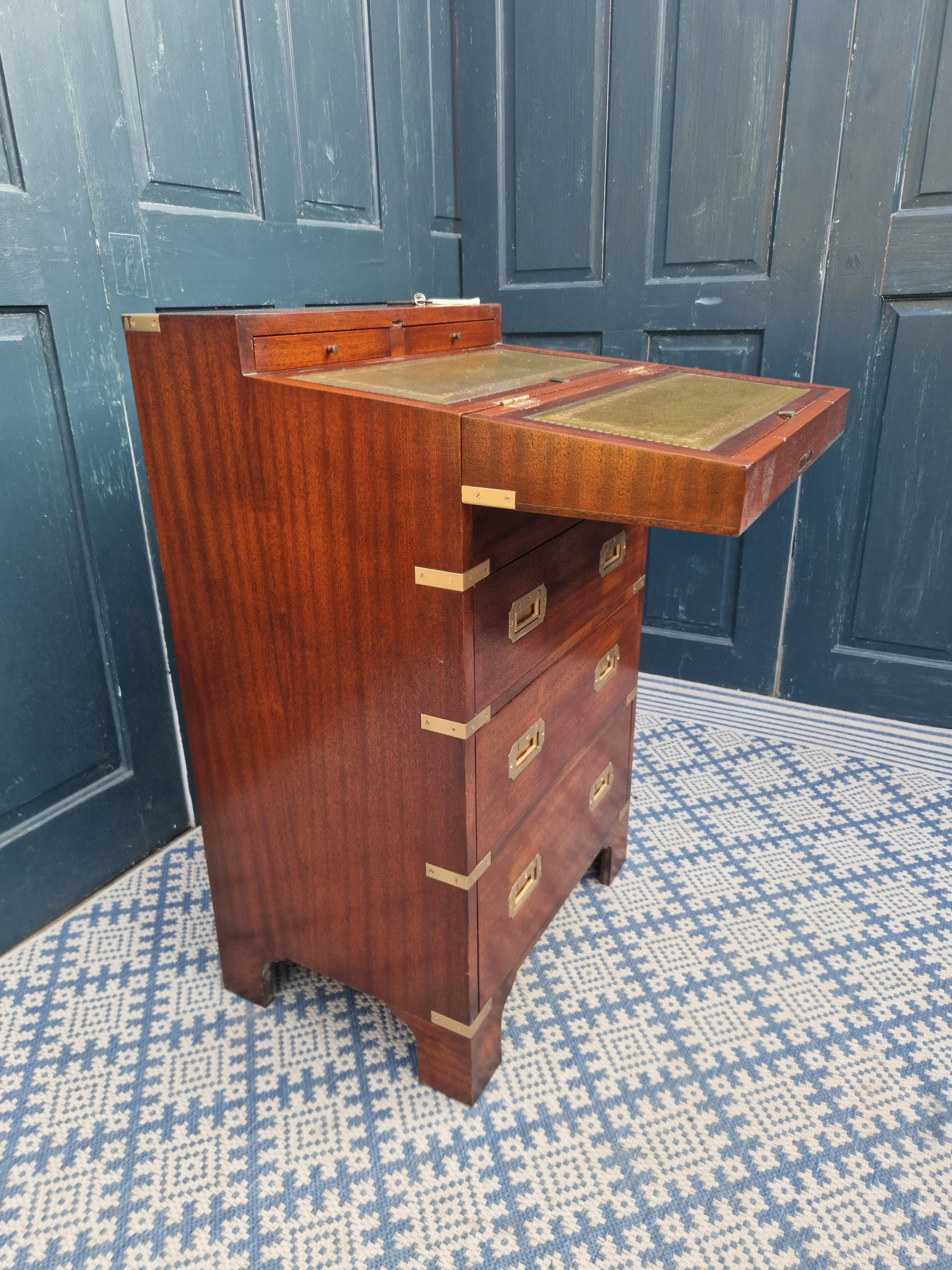 Mahogany Campaign-Style Secretaire Chest 6.jpg