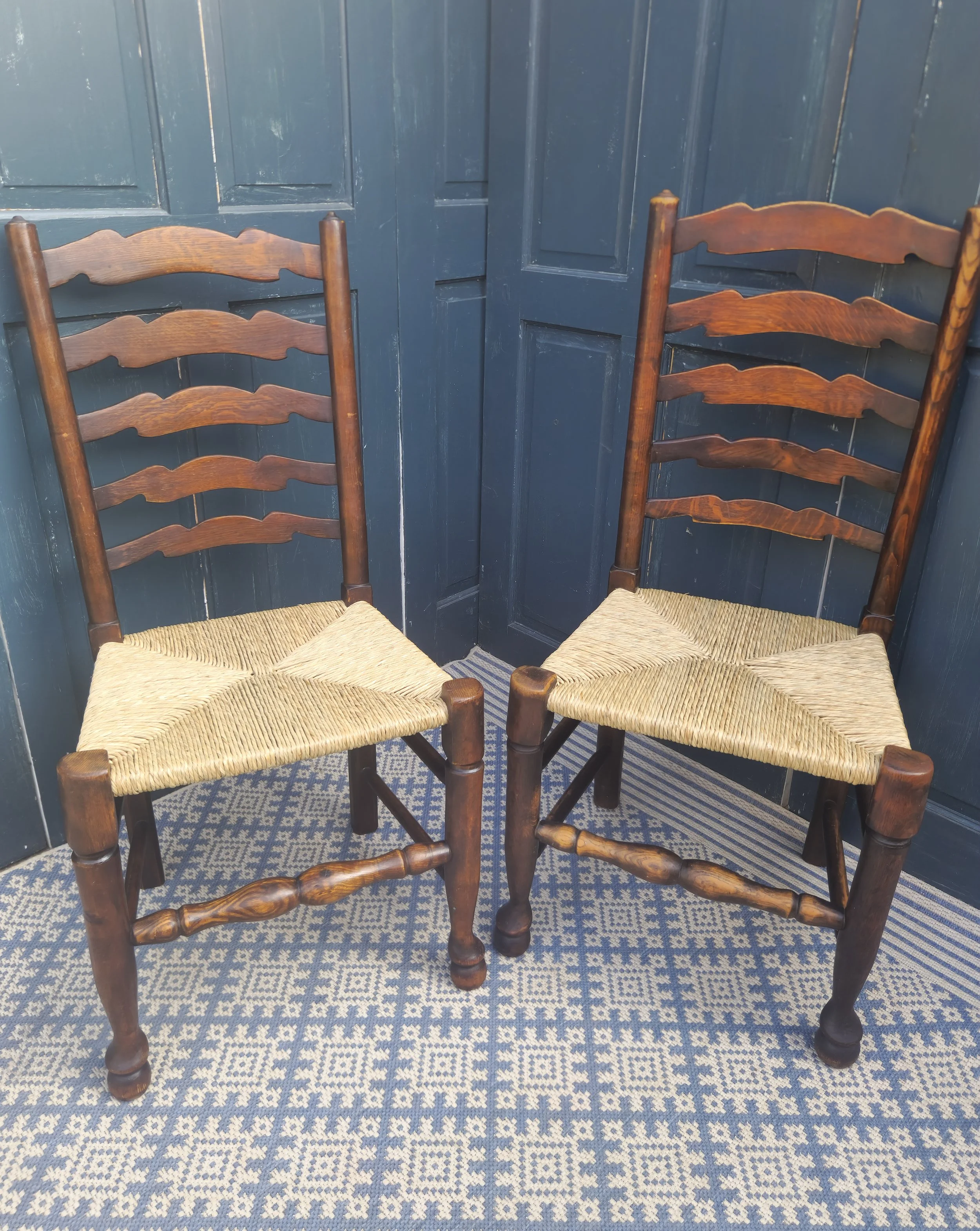 Set of 4 Arts & Crafts rush seats 6.jpg