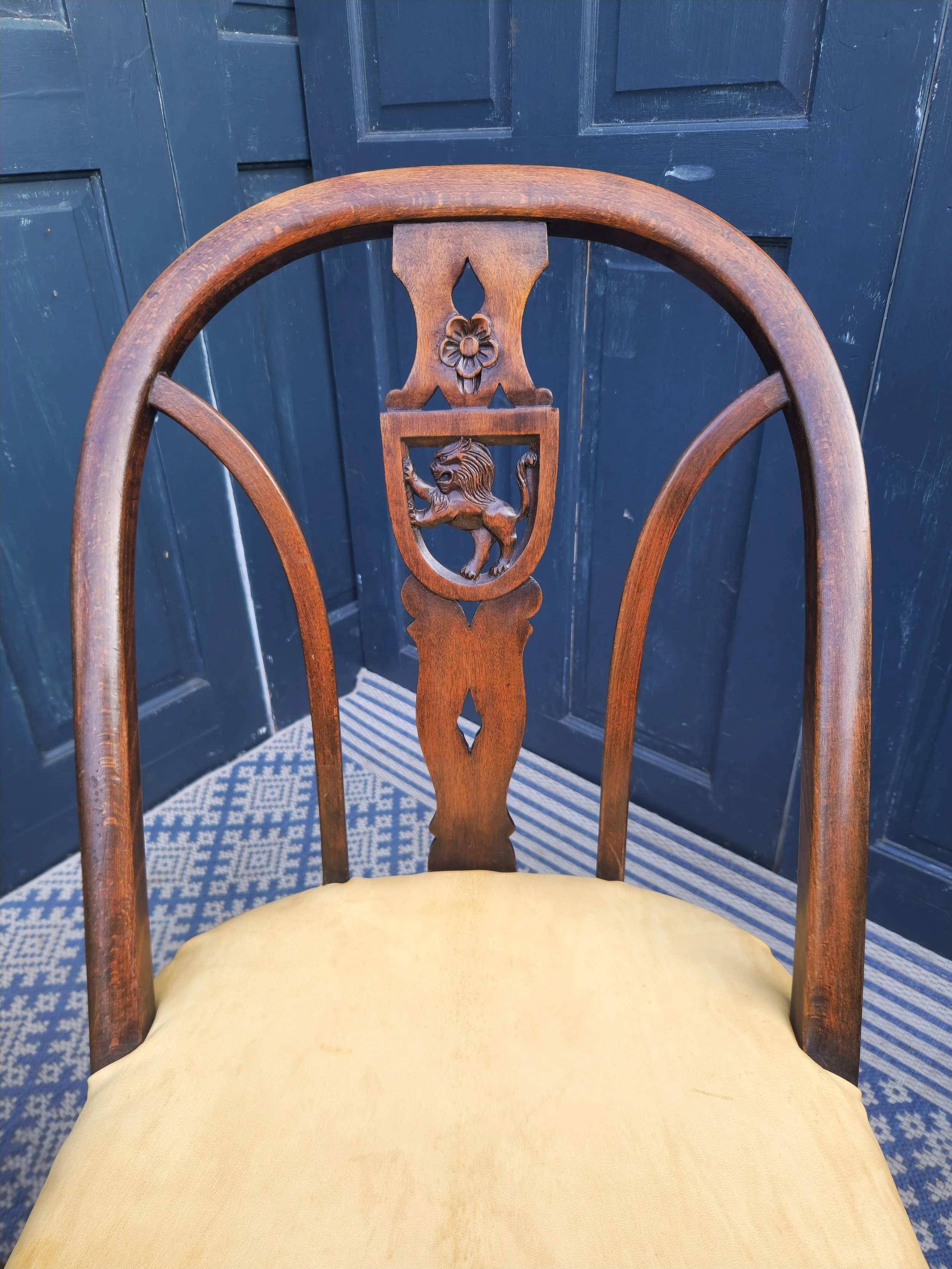 Arts & Crafts Gothic Heraldic Lion-Back Windsor Chairs 15.jpg
