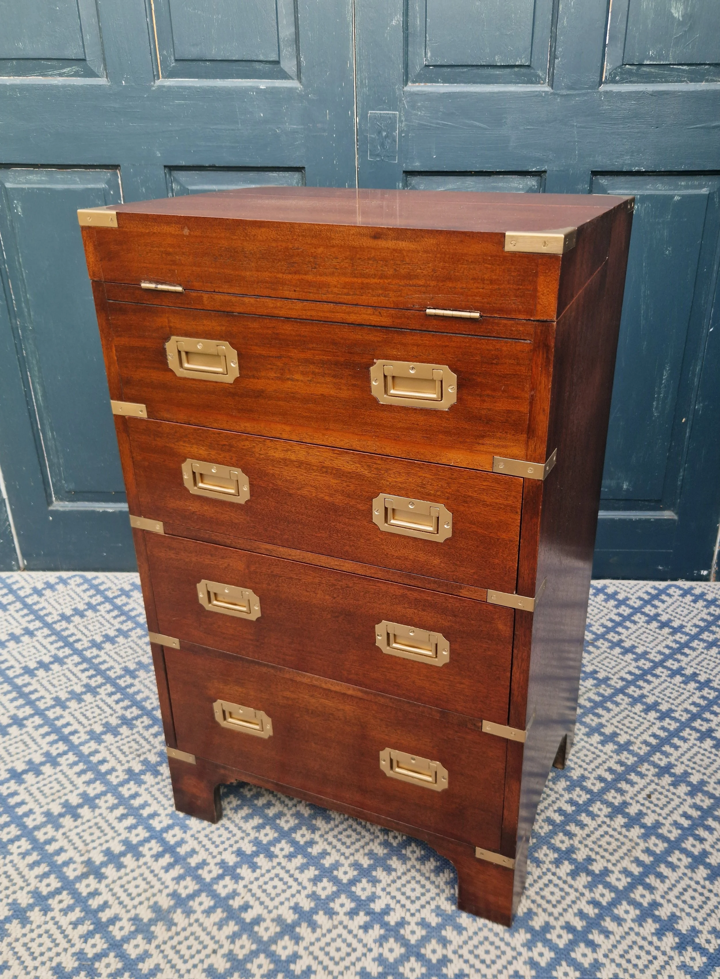 Mahogany Campaign-Style Secretaire Chest 5.jpg