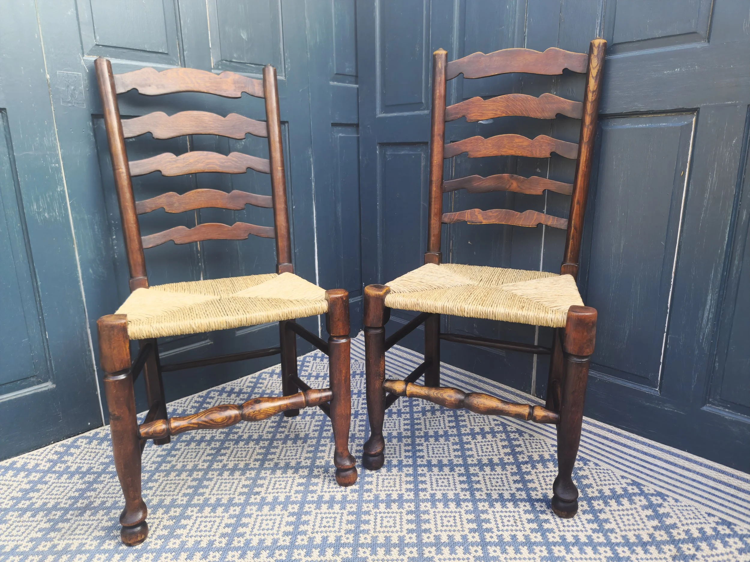 Set of 4 Arts & Crafts rush seats 7.jpg