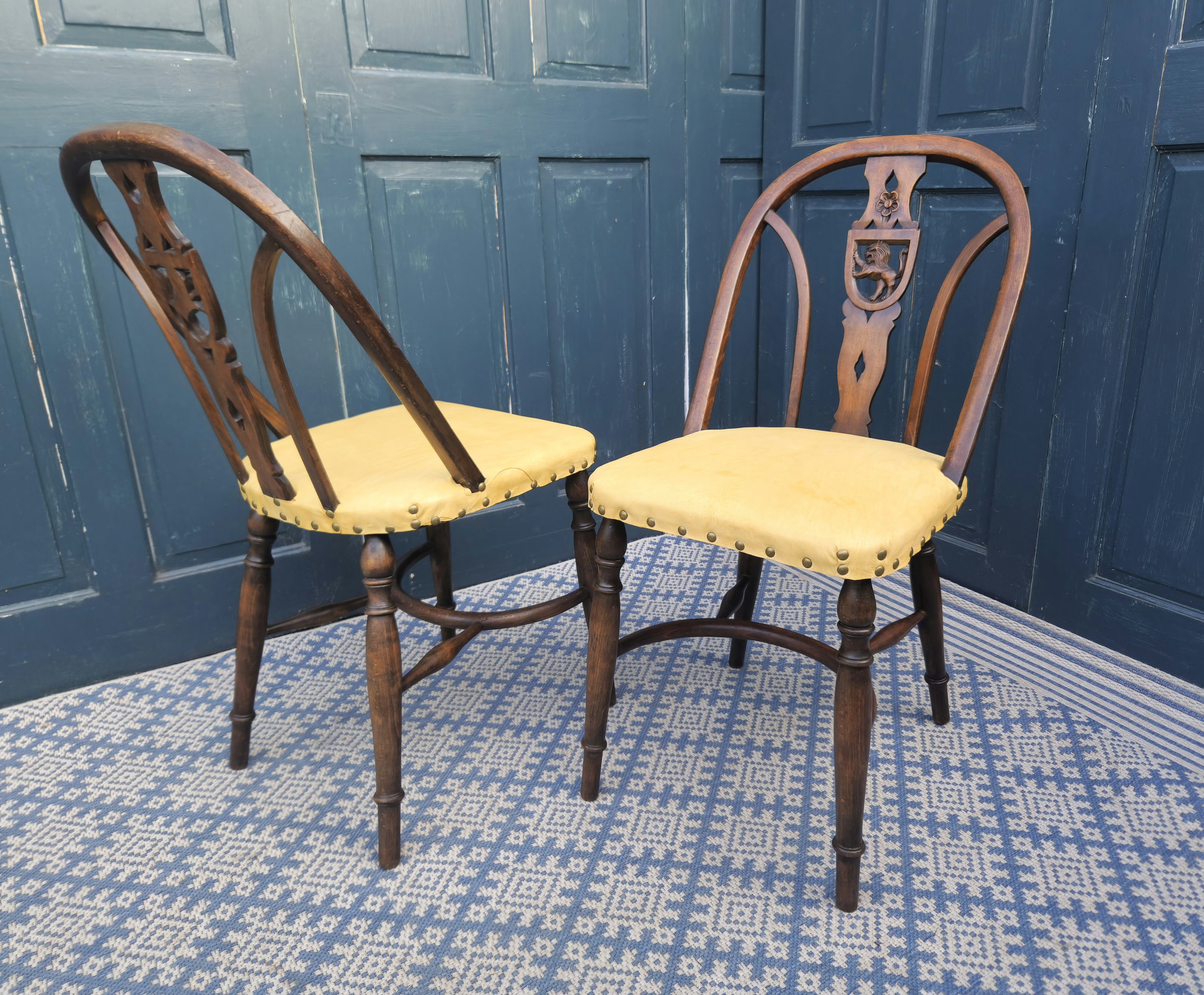 Arts & Crafts Gothic Heraldic Lion-Back Windsor Chairs 8.jpg