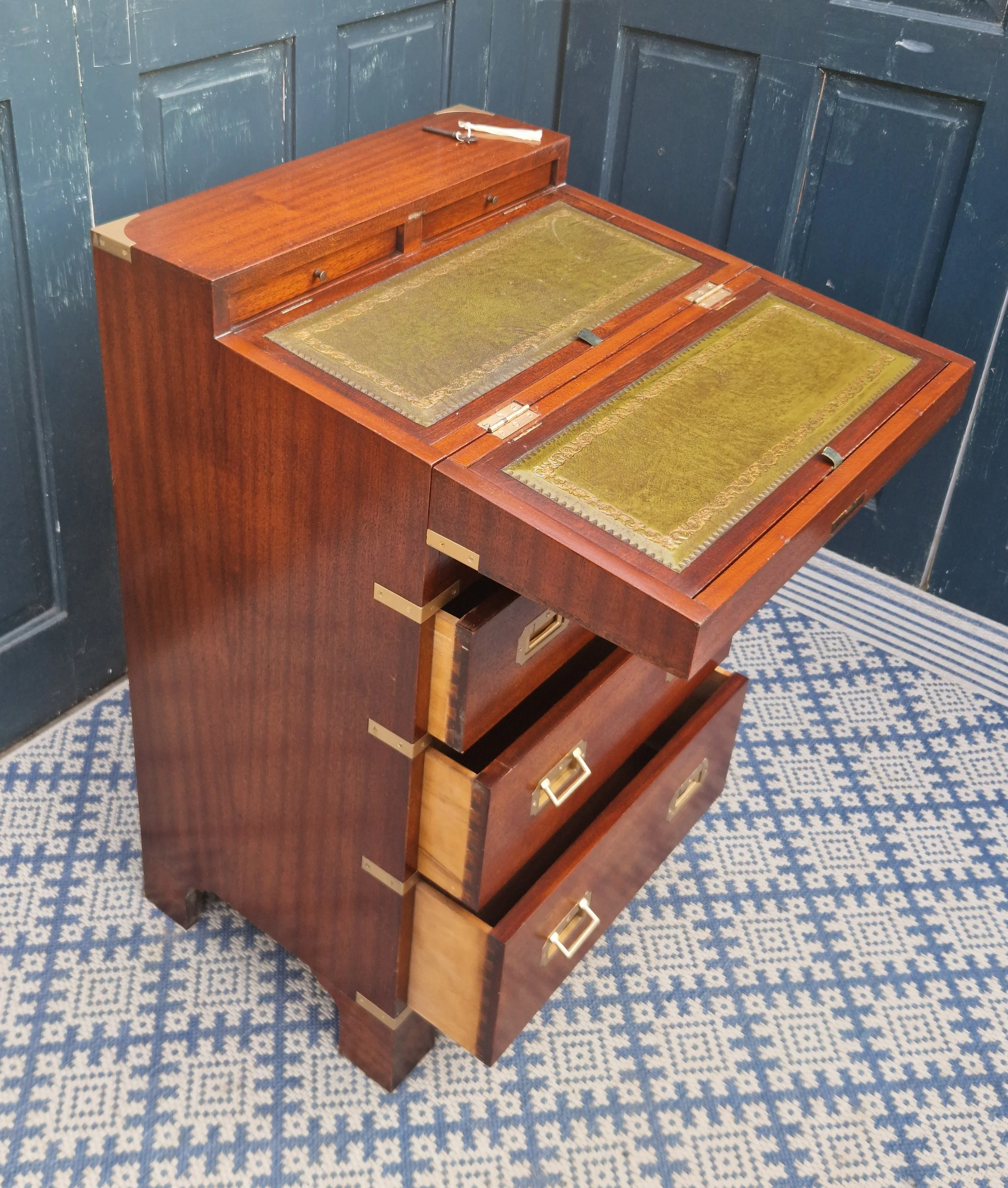 Mahogany Campaign-Style Secretaire Chest 9.jpg
