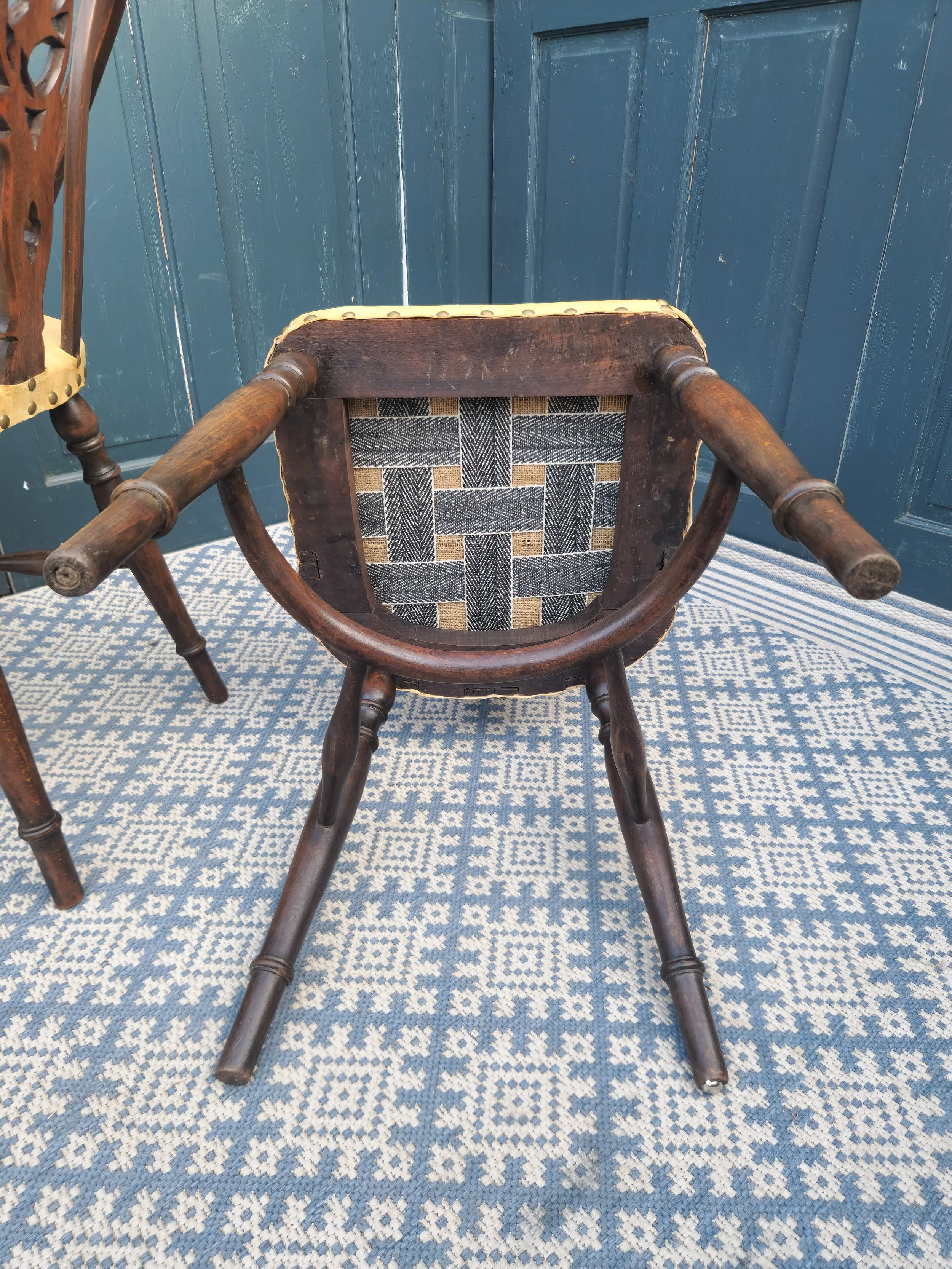 Arts & Crafts Gothic Heraldic Lion-Back Windsor Chairs 17.jpg