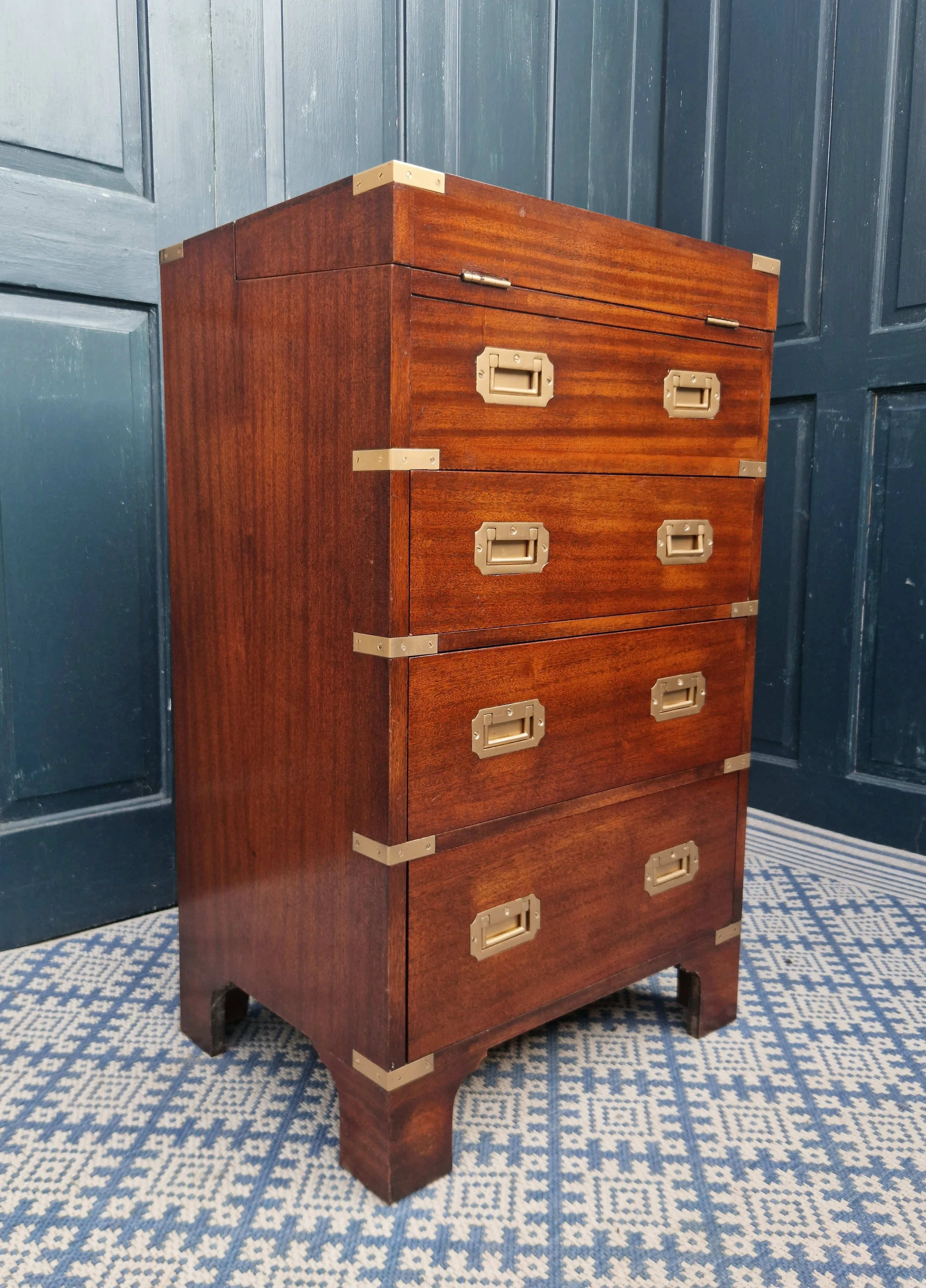 Mahogany Campaign-Style Secretaire Chest 3.jpg