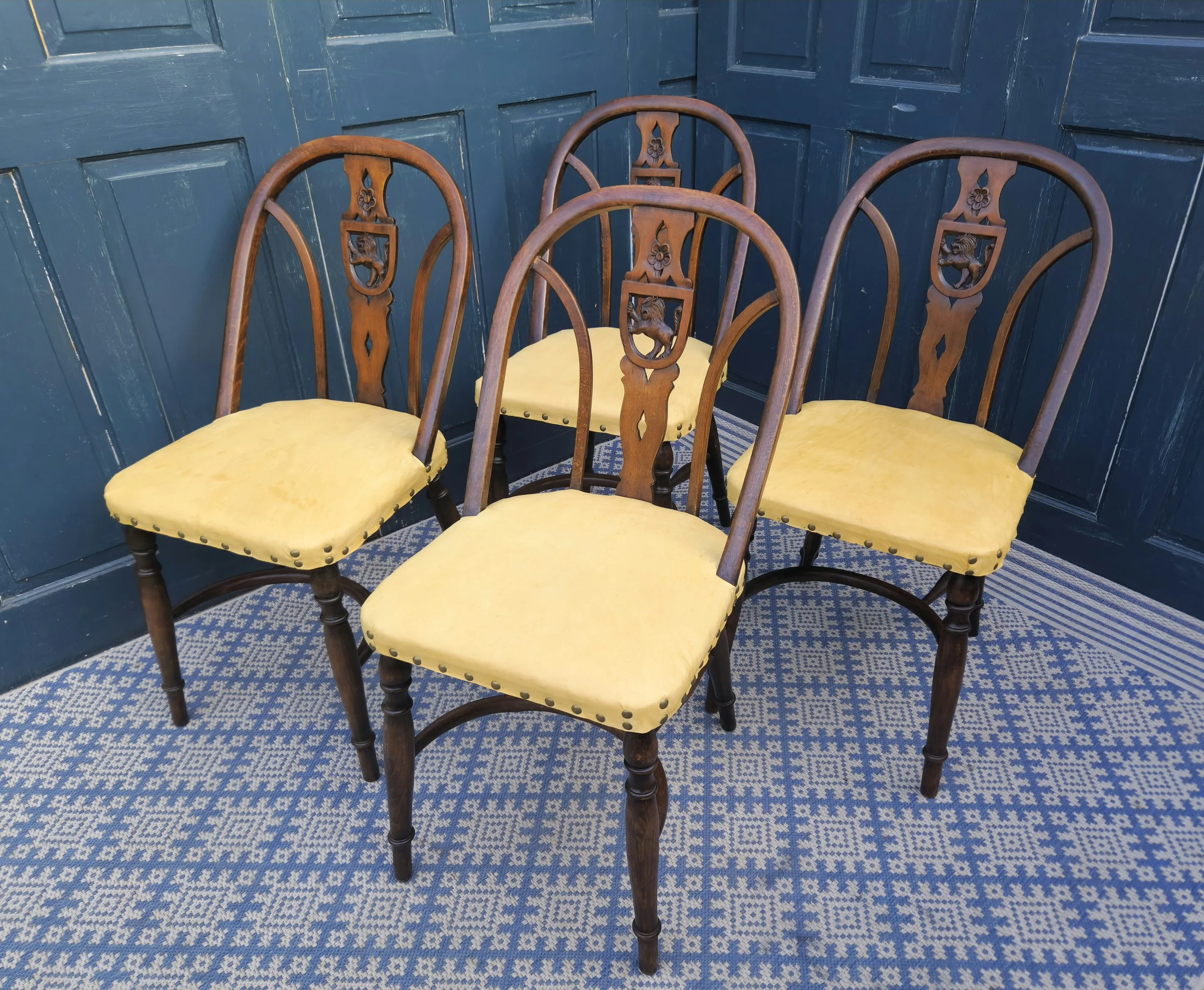 Arts & Crafts Gothic Heraldic Lion-Back Windsor Chairs 1.jpg