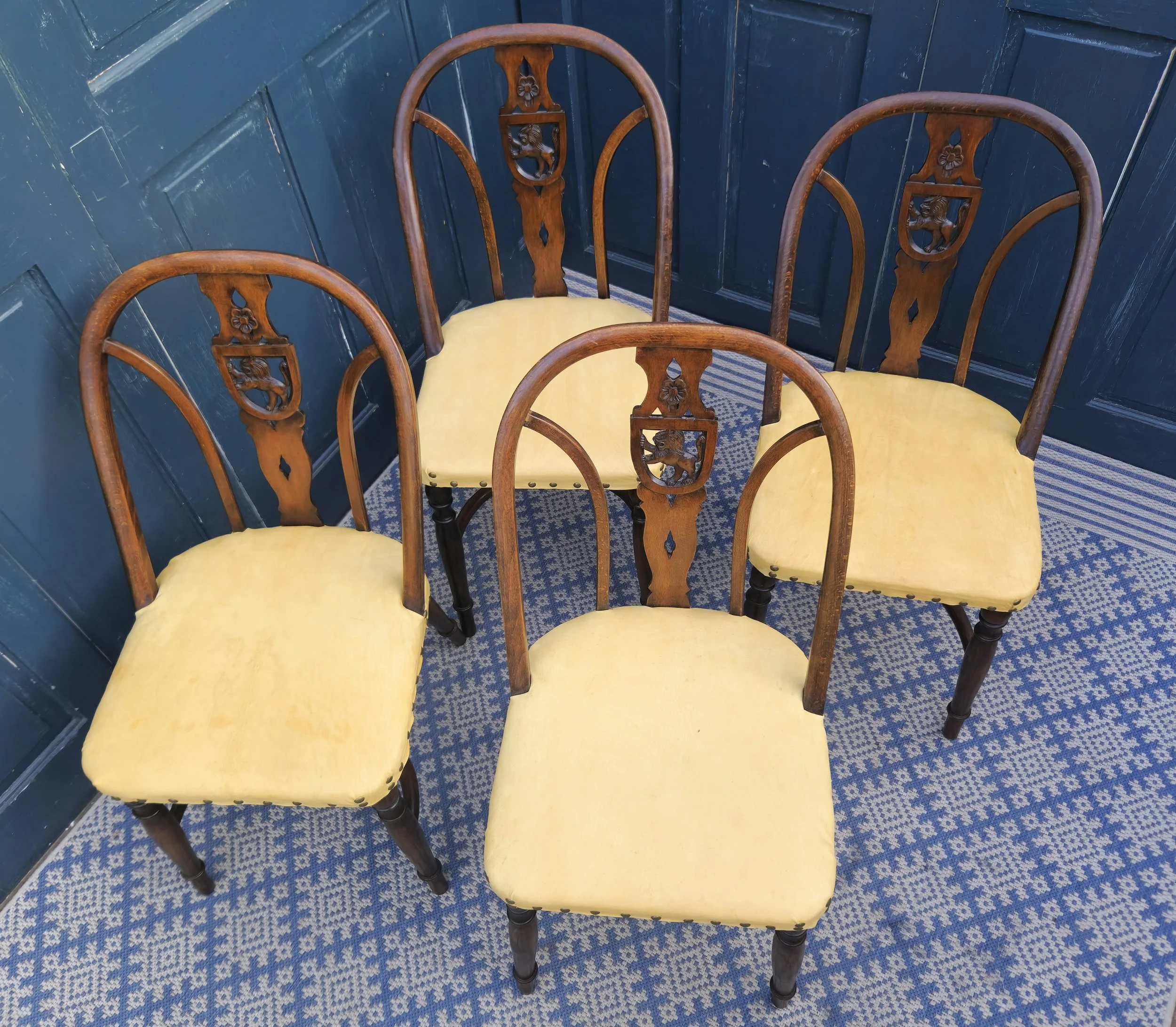 Arts & Crafts Gothic Heraldic Lion-Back Windsor Chairs 3.jpg