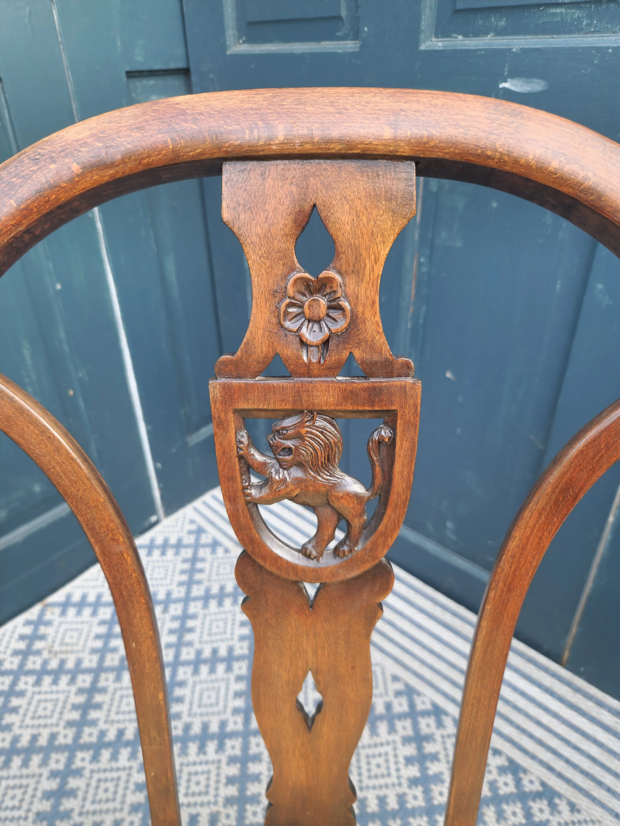 Arts & Crafts Gothic Heraldic Lion-Back Windsor Chairs 16.jpg