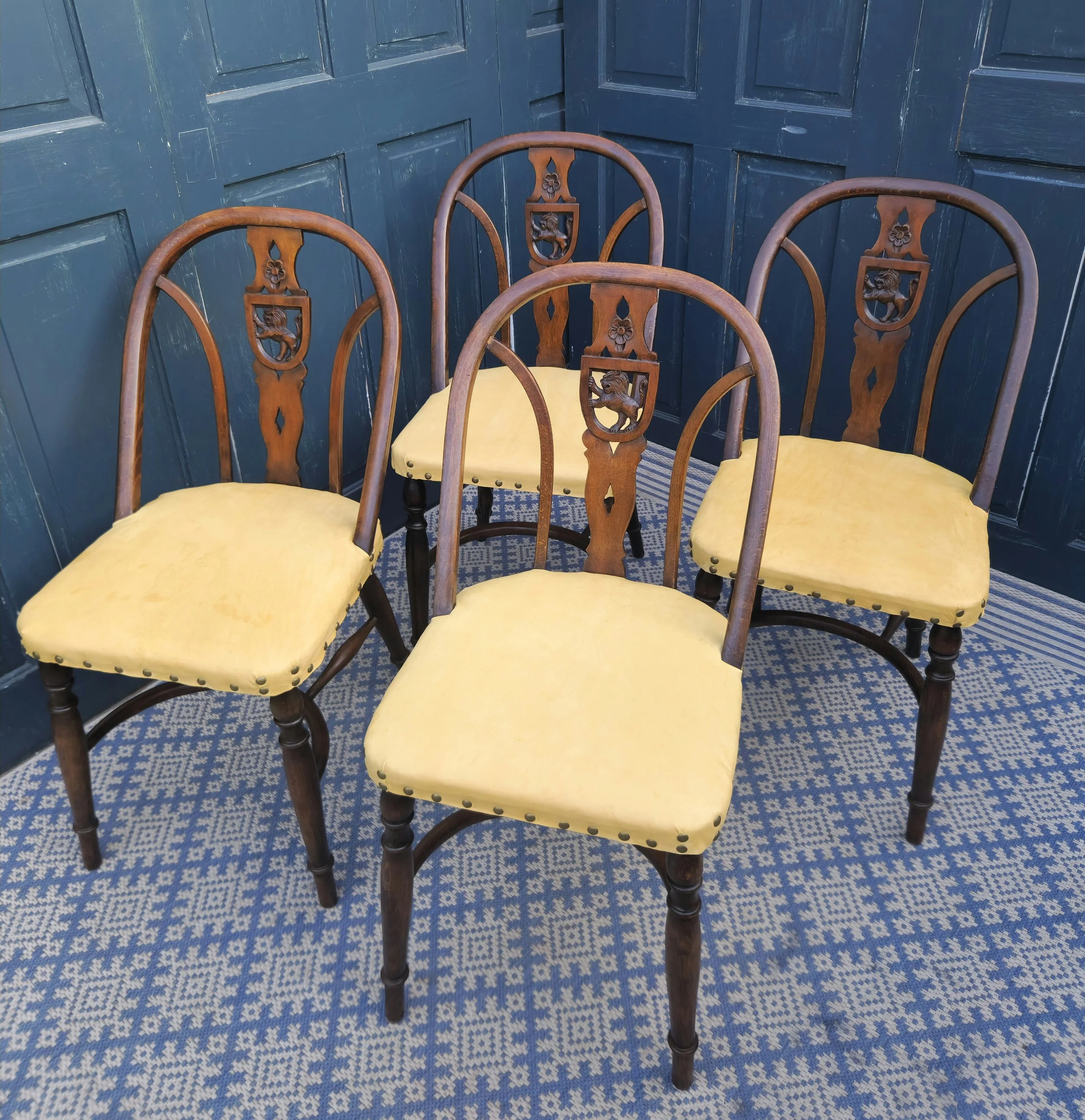 Arts & Crafts Gothic Heraldic Lion-Back Windsor Chairs 4.jpg