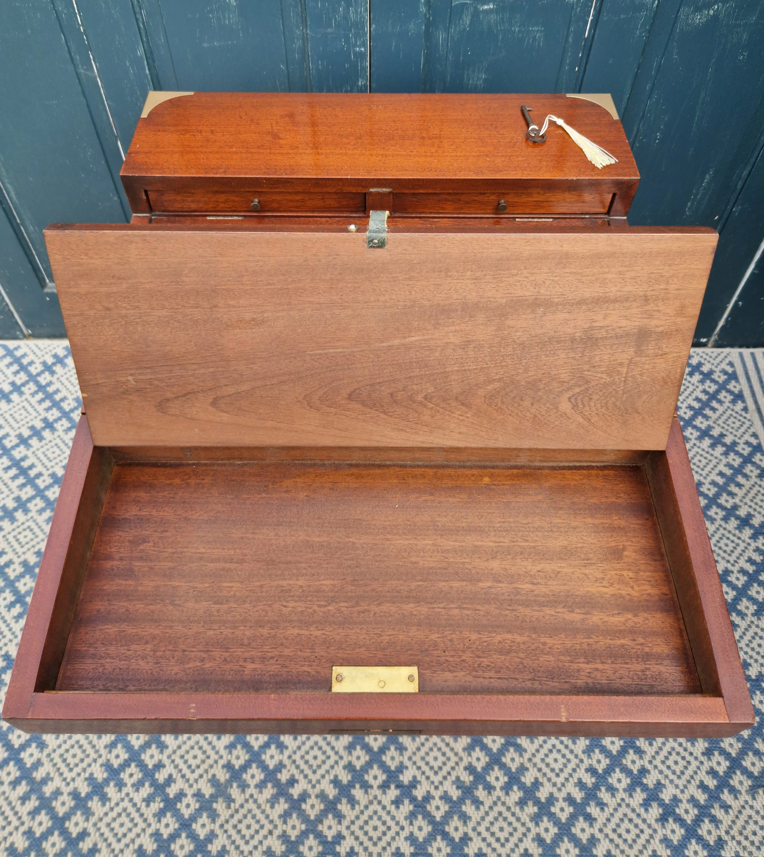Mahogany Campaign-Style Secretaire Chest 11.jpg