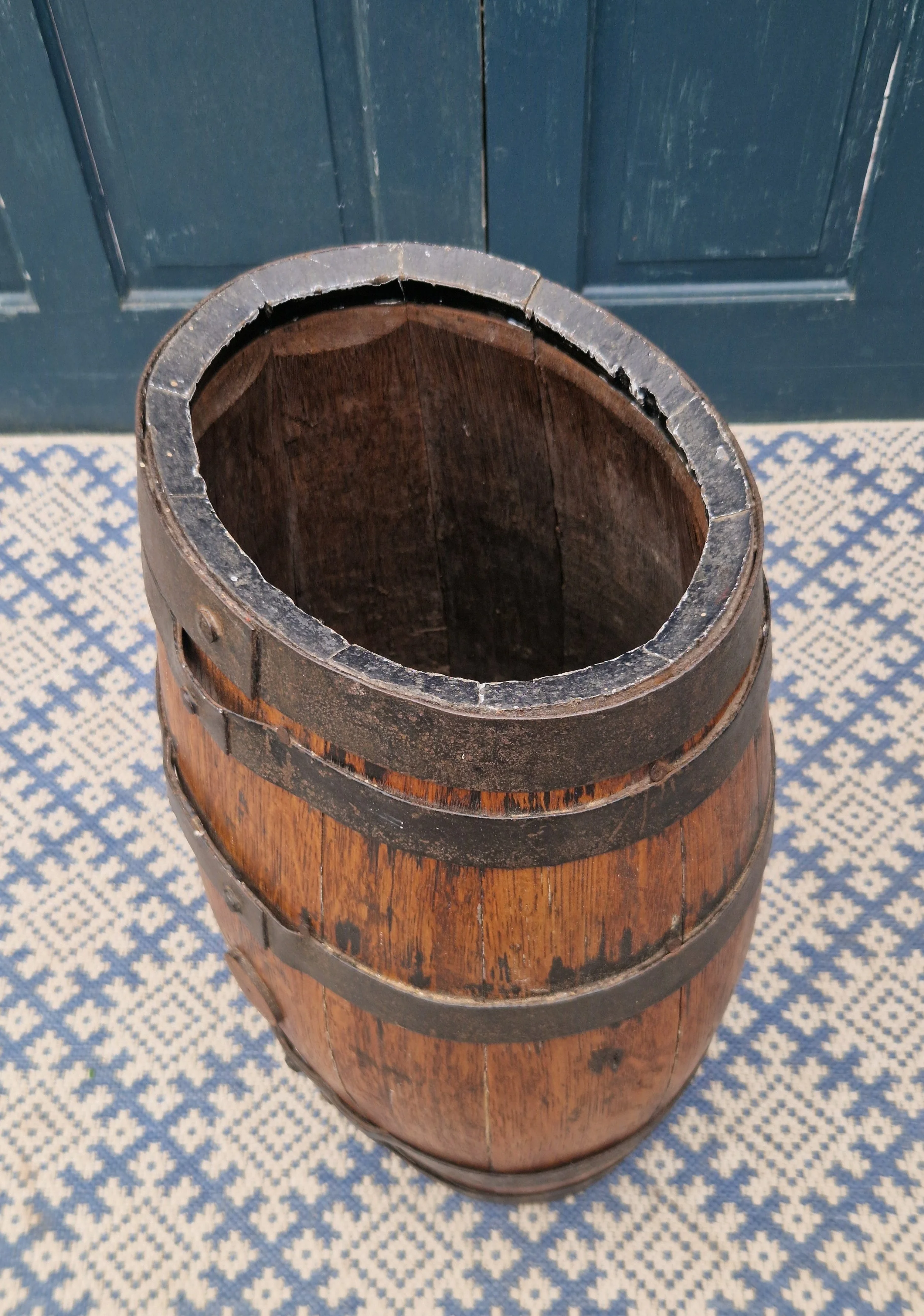 Wrough Iron and oak stick stand 4.jpg