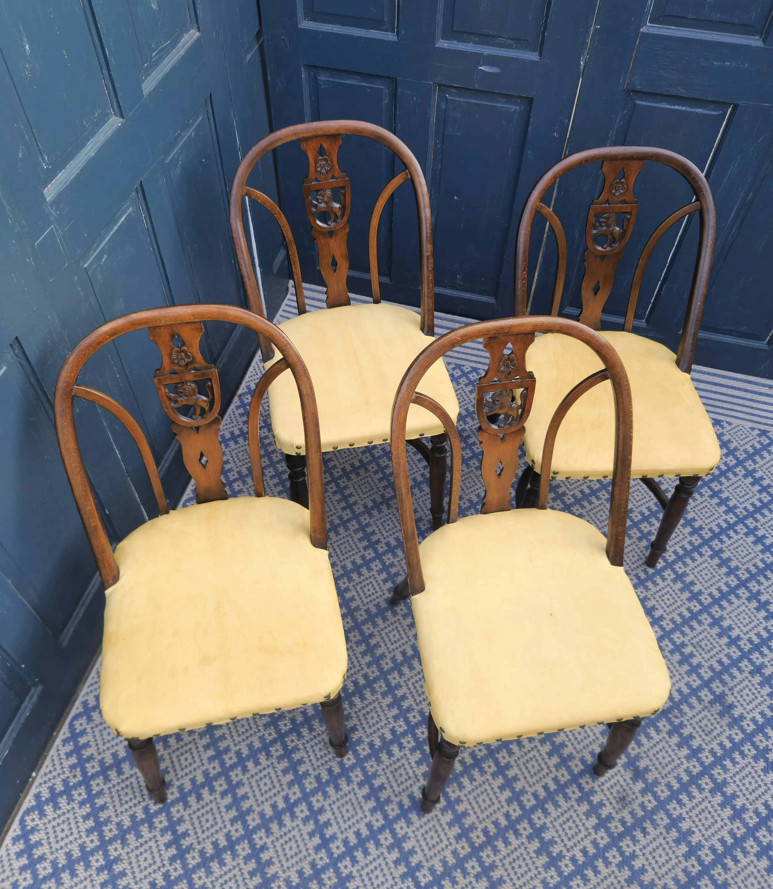 Arts & Crafts Gothic Heraldic Lion-Back Windsor Chairs 5.jpg