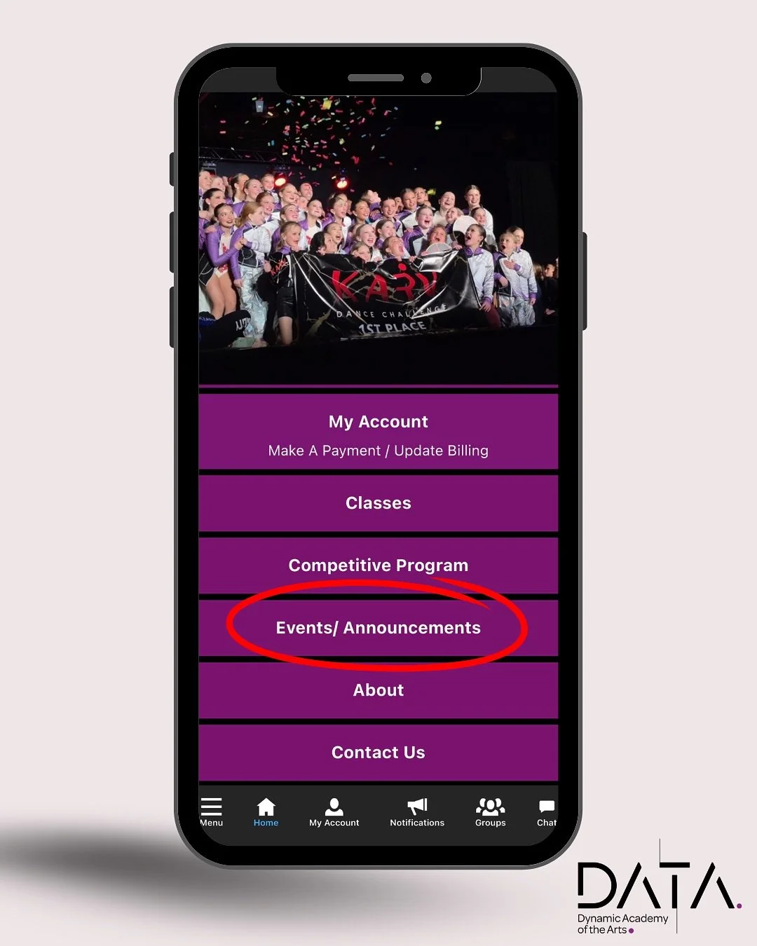 Stay connected and informed with the DATA Studio App 📲. Your one-stop spot for schedules, announcements, rehearsal clips, and more. Everything you need, all in one place 💜