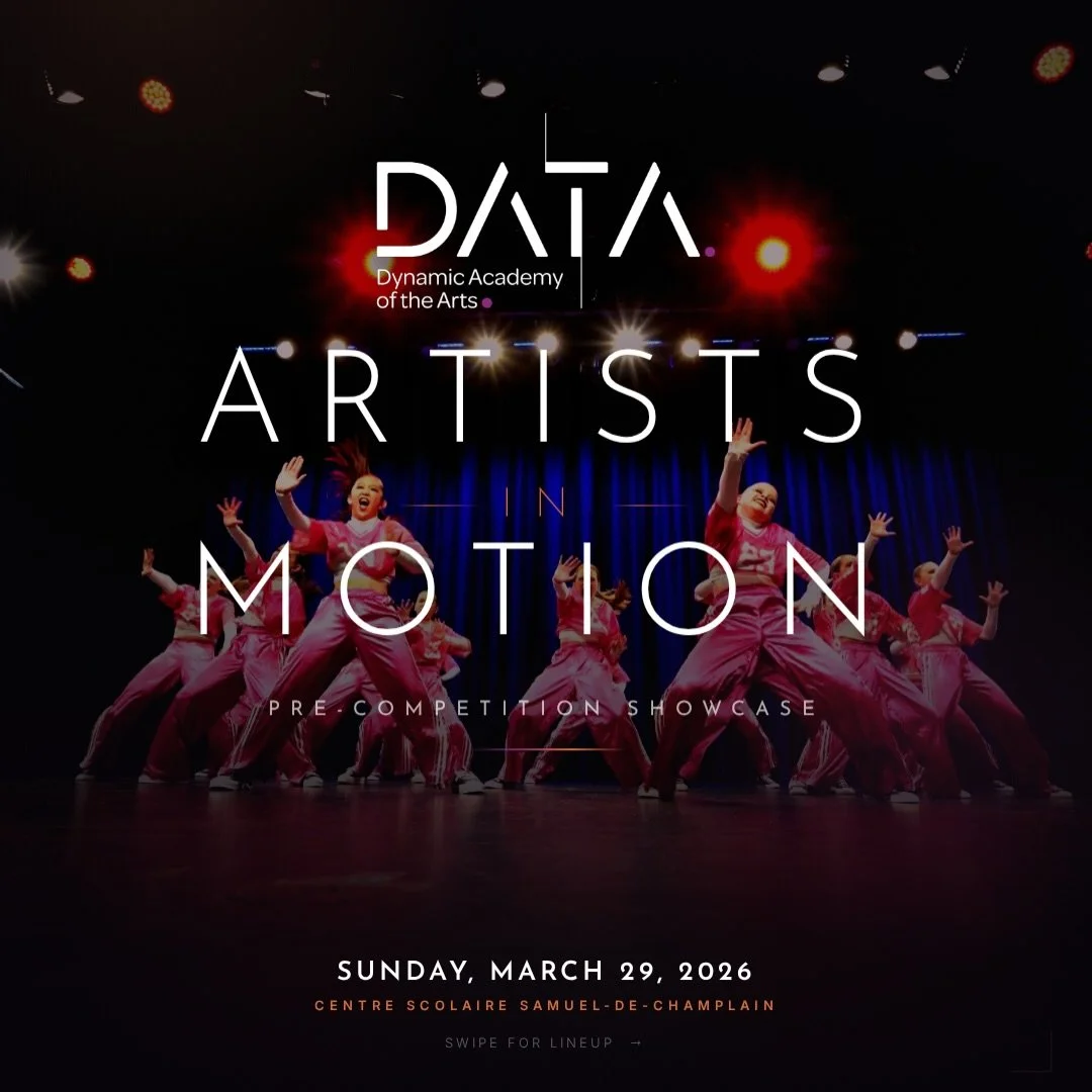 💜Artists&bull;In&bull;Motion&bull;Showcase
📆March 29, 2026
📍Samuel De Champlain School
⏰12:30pm &bull; $20.00 at the door 

#dynamicacademyofthearts #dancerecital #artistsinmotion #quispamsis #dancestudio