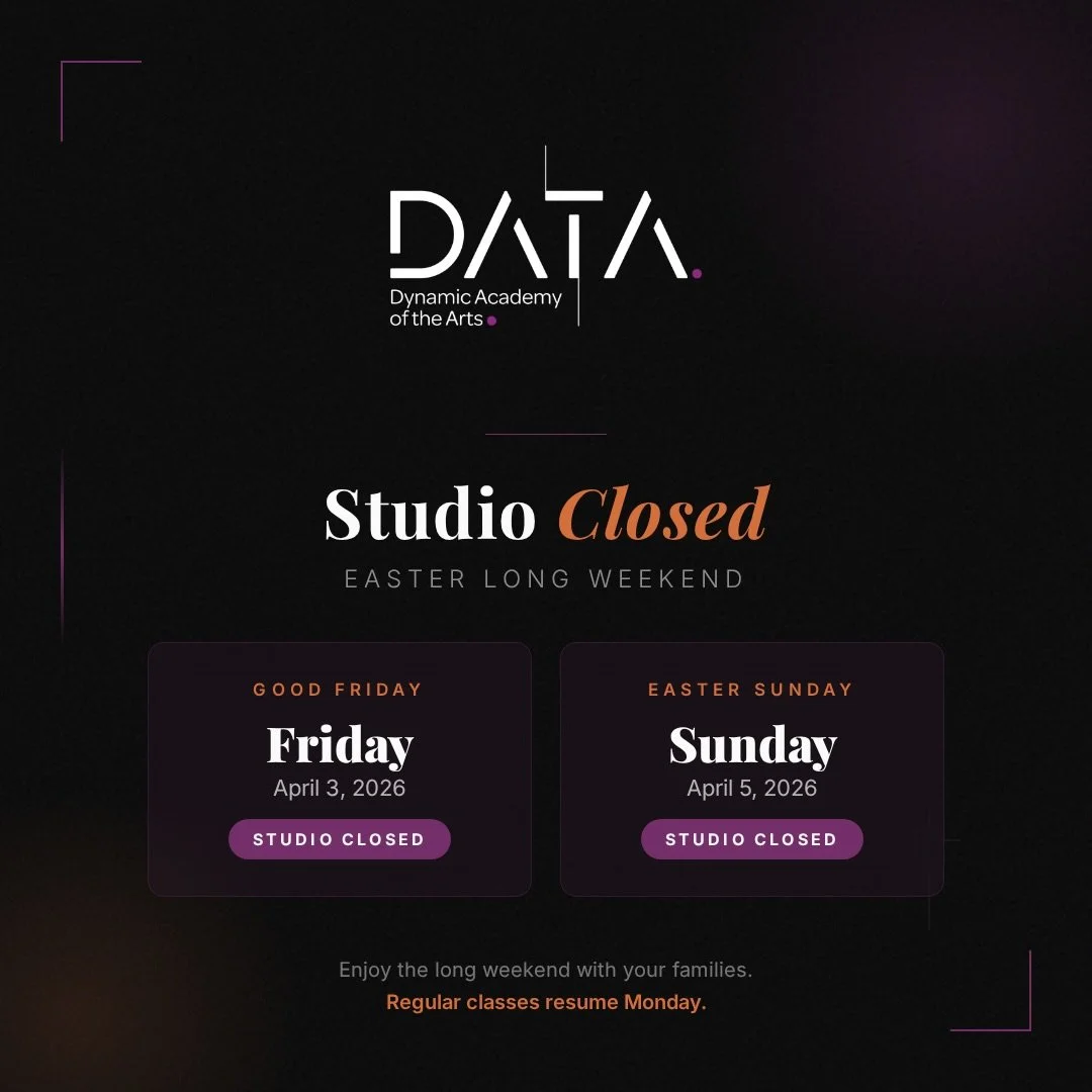 📣 DATA Easter Weekend Update
DATA will be closed on Good Friday, April 3 and Easter Sunday, April 5.

We hope you enjoy a relaxing Easter weekend with your family and friends.
Saturday and Monday classes will run as usual. 
We&rsquo;ll see you back 