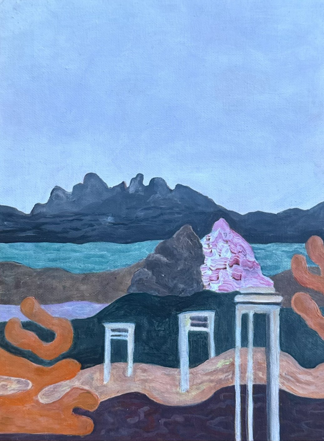 2 piles of Sugar 

Acrylic on canvas 2025 

24x30cm 