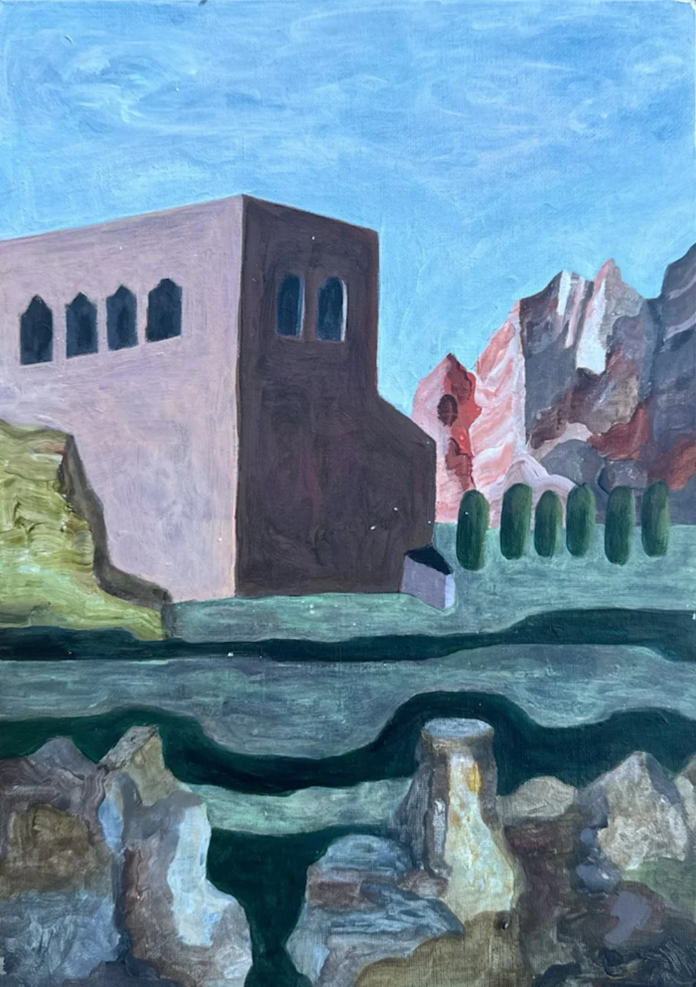 6 Leyland Cypress 

Acrylic on canvas 2025 

35,6x25,4 cm 