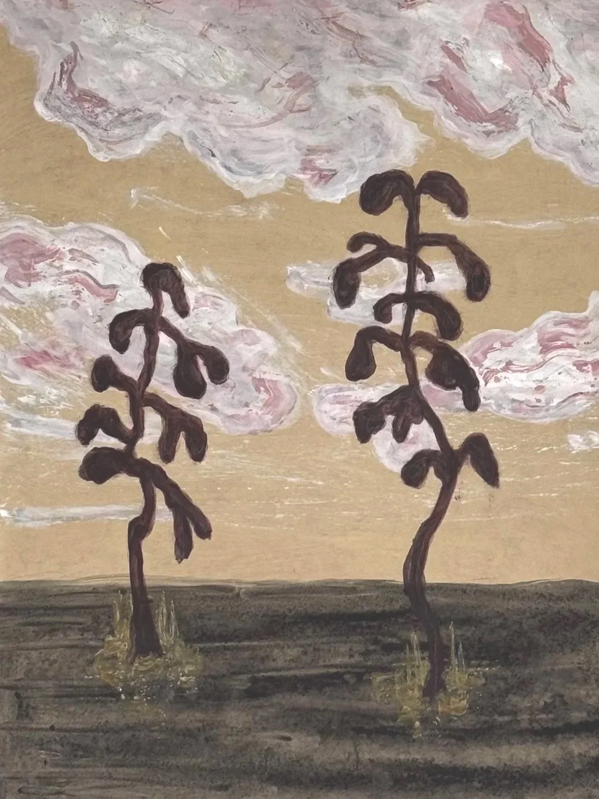 Two Sprouts 

- Acrylic and oil on cardboard 2026. 

50x70cm 