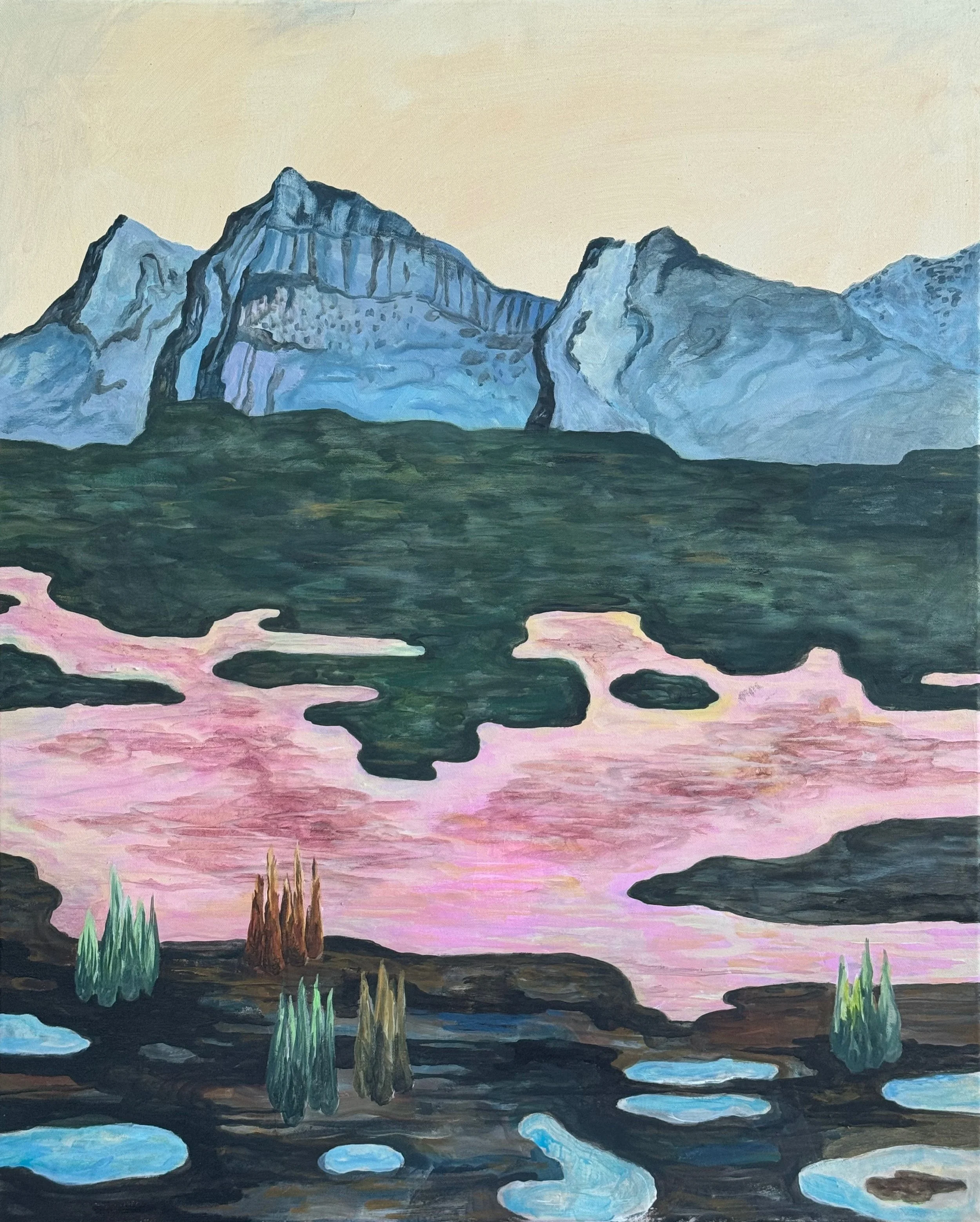Midnight sun in Swedish lapland
acrylic on canvas 2025
