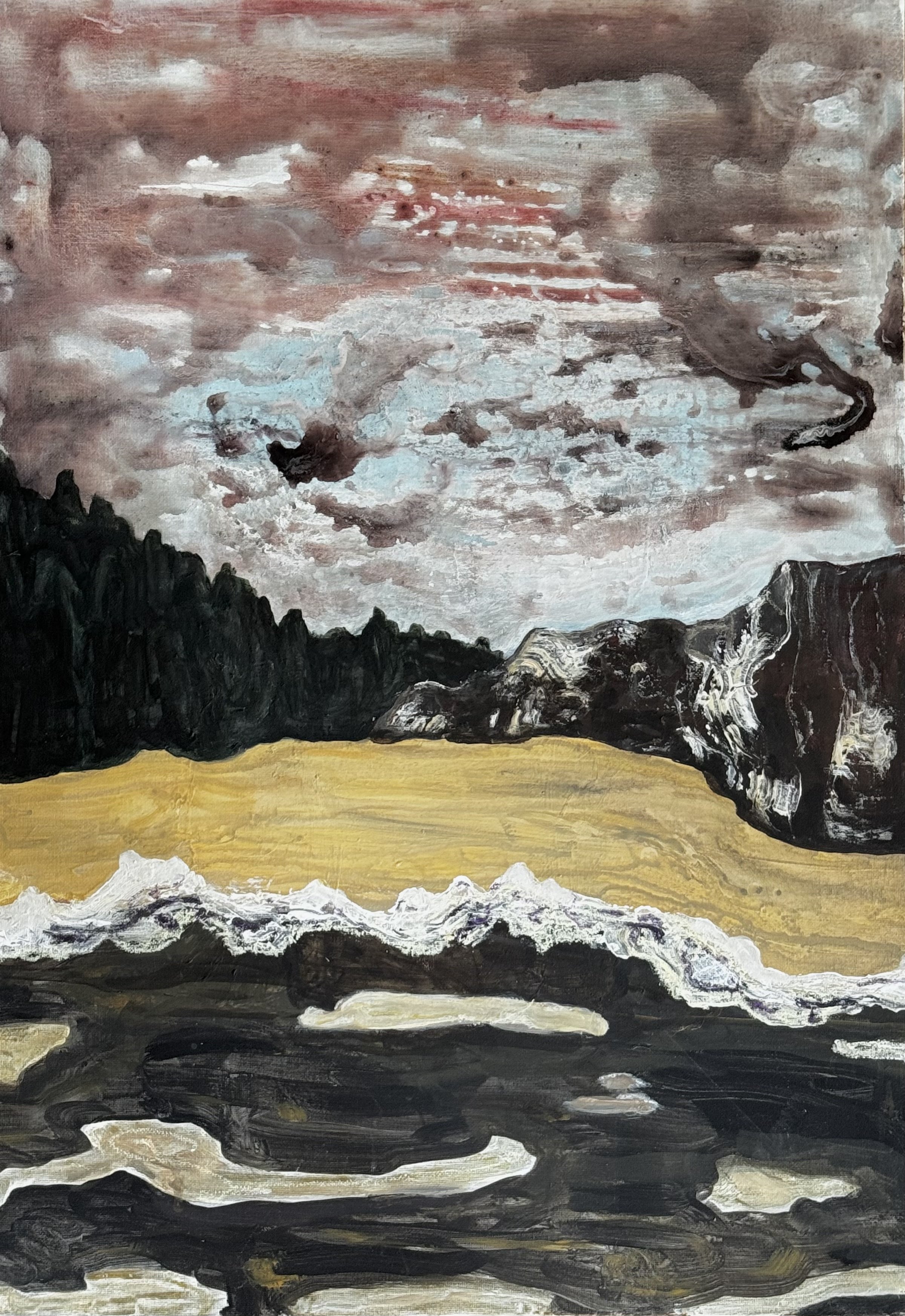 Yellow River Rain 

- Acrylic on canvas. 

42x59cm 