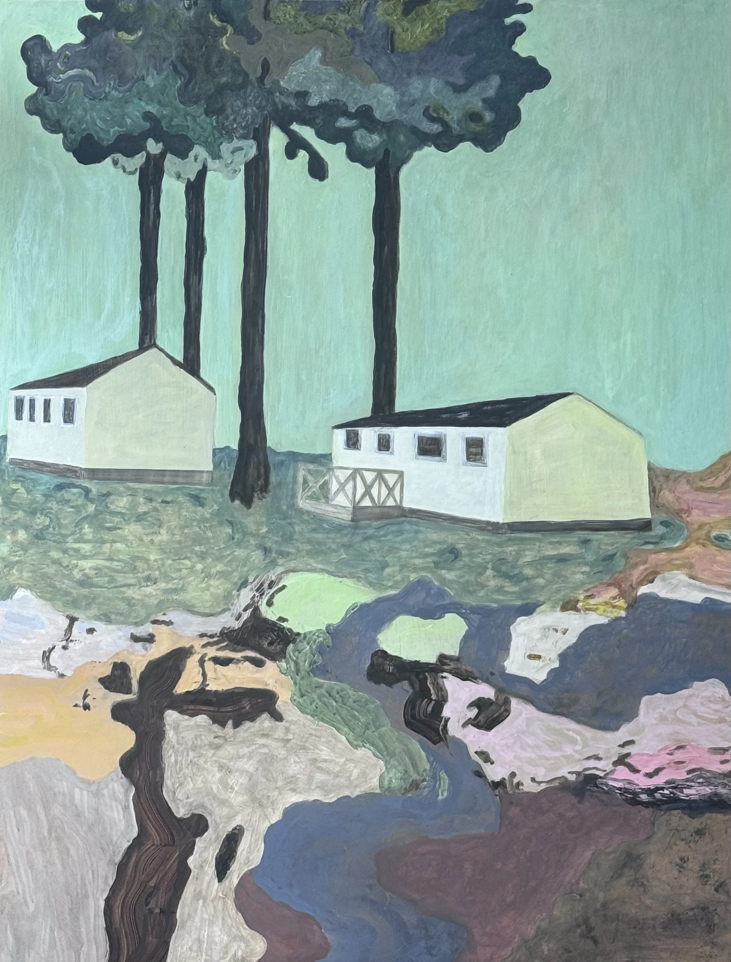 Baby Baby Camping - Oil and Acrylic on panel 60,5x80cm 