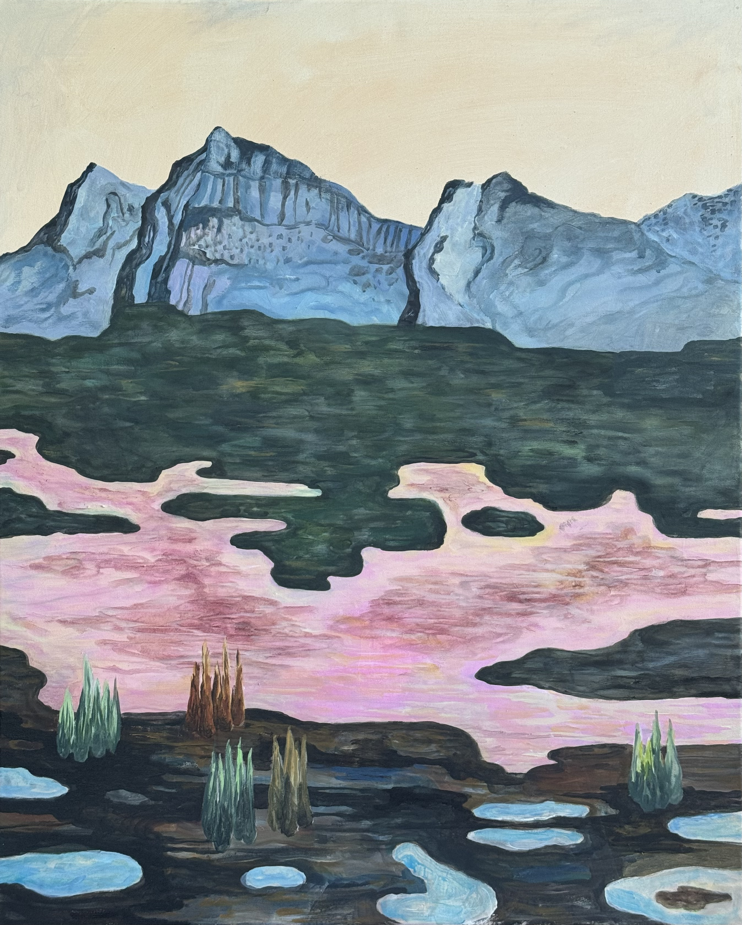 Midnight Sun in Swedish Lapland 

Acrylic on canvas 2025 

82x65cm 