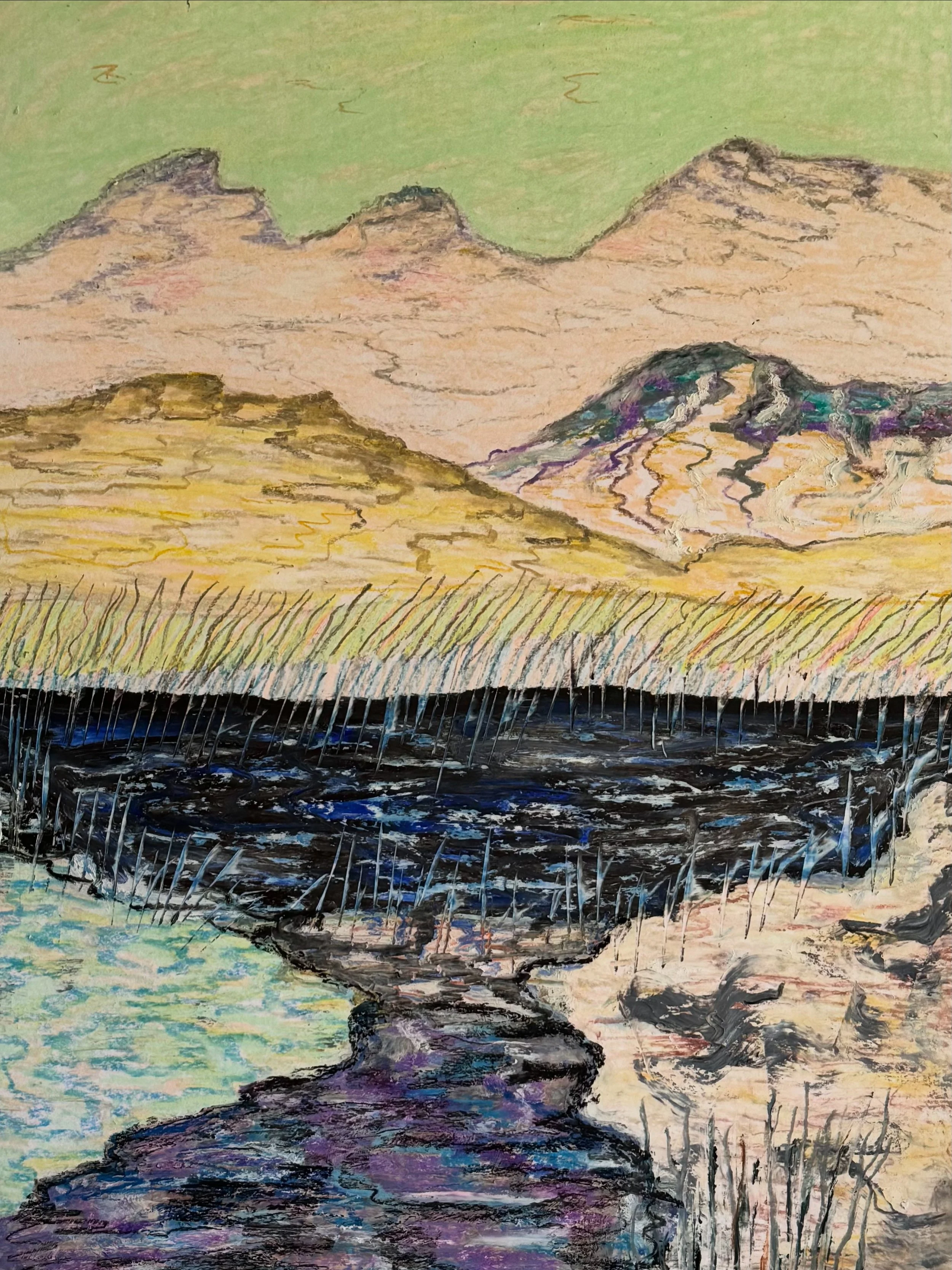 Mars Mountains 

Oil stick on paper 2025 

42x59cm 