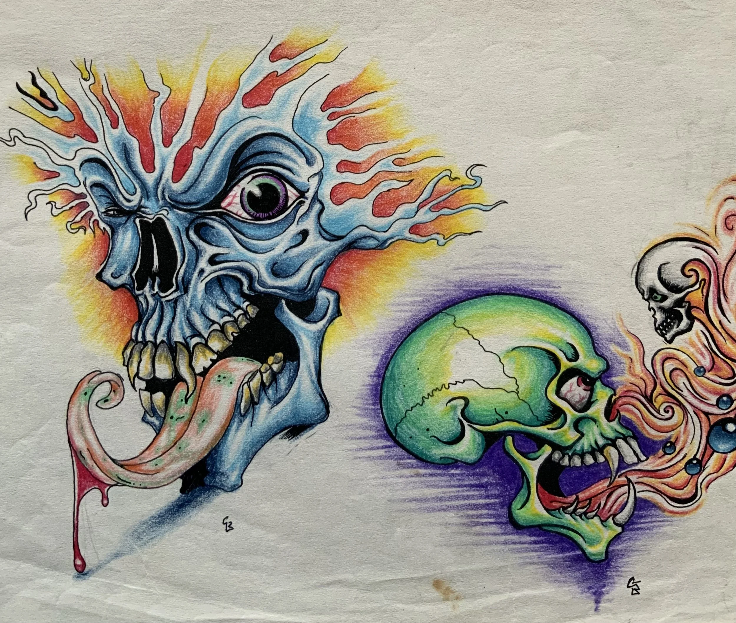 Tattoo design of skulls