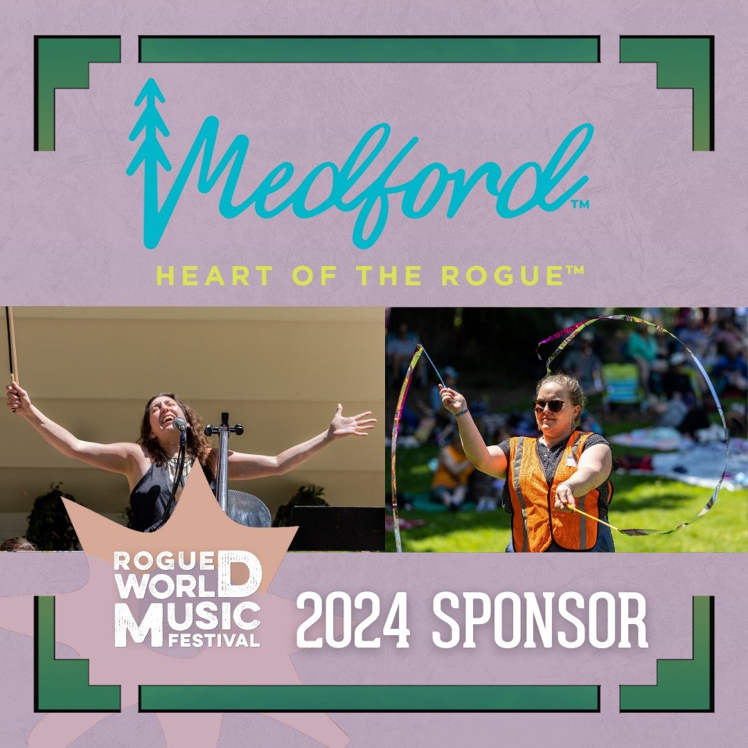 Thank you @travelmedford  for your generous support of this FREE public arts event ❤ 

Travel Medford inspires discovery of Medford and the Rogue Valley as a premier destination in the Pacific Northwest.

Link in bio for all 2024 Rogue World Music Fe