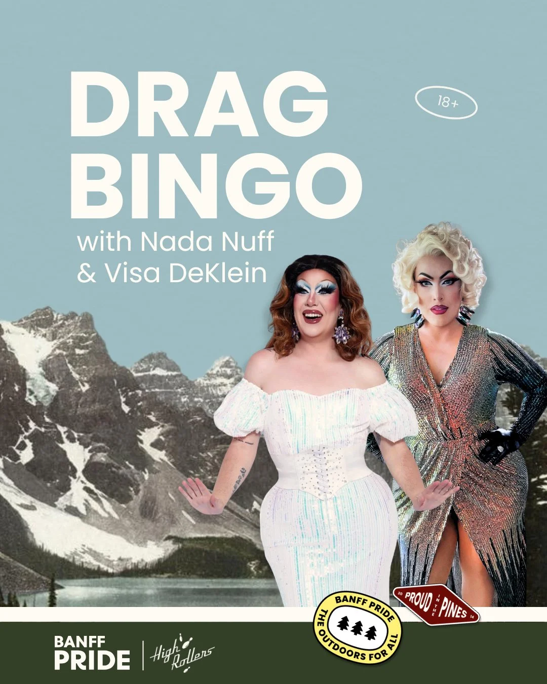 The balls are dropping.⁠
Drag Bingo is back. High Rollers Banff. Thursday, May 21. 8 to 10 PM.⁠
Nada Nuff and Visa DeKlein on the mic, calling numbers and reading you between rounds. ⁠
Bingo cards come with your seat. Seats don't last.⁠
18+. Reserve 
