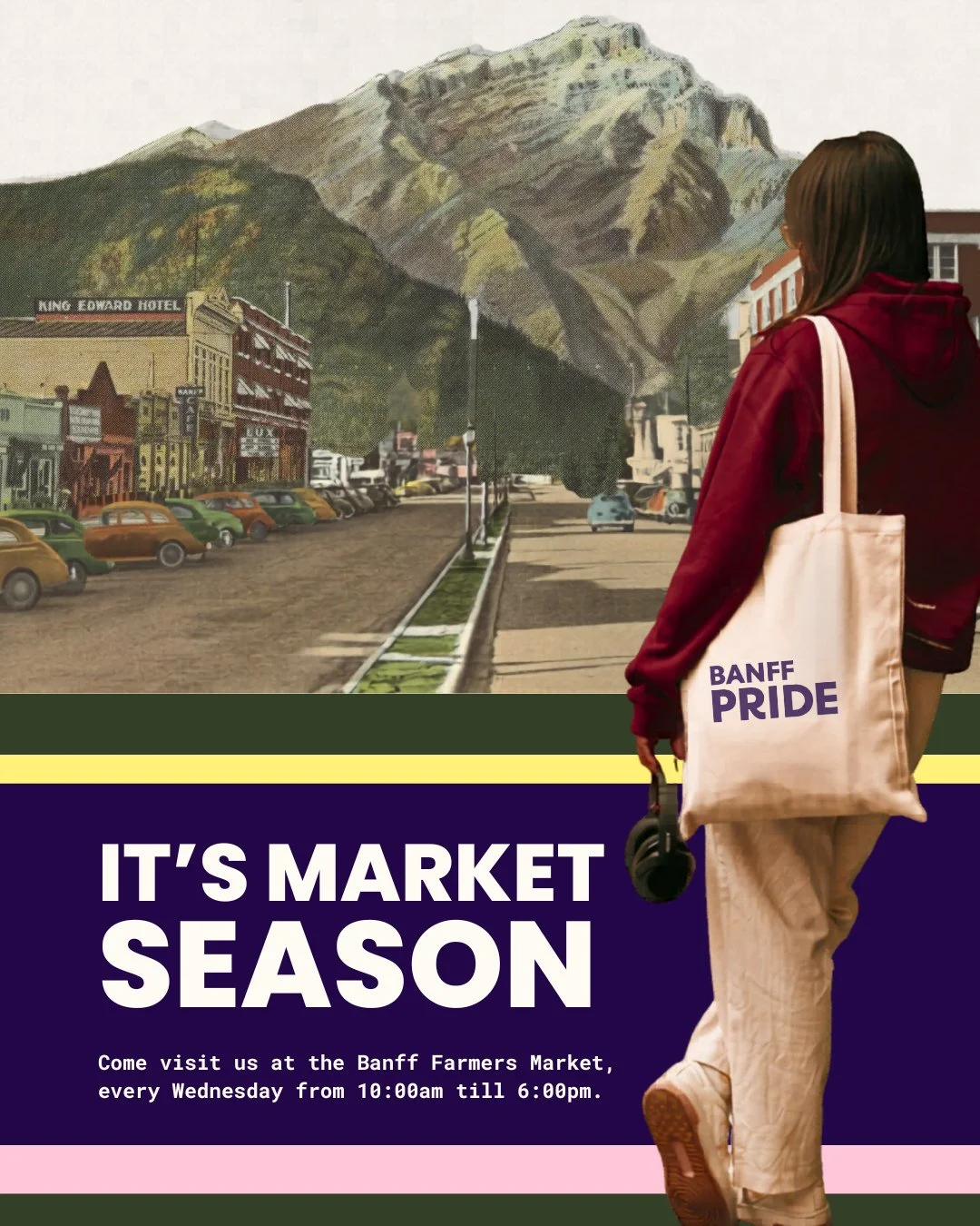 Pride at the market. Every Wednesday this summer.⁠
We're popping up at the Banff Farmers Market starting May 20. 10am to 6pm, every Wednesday, sharing the booth with a rotating lineup of queer artists from across the Bow Valley.⁠
⁠
Come say hi. Grab 