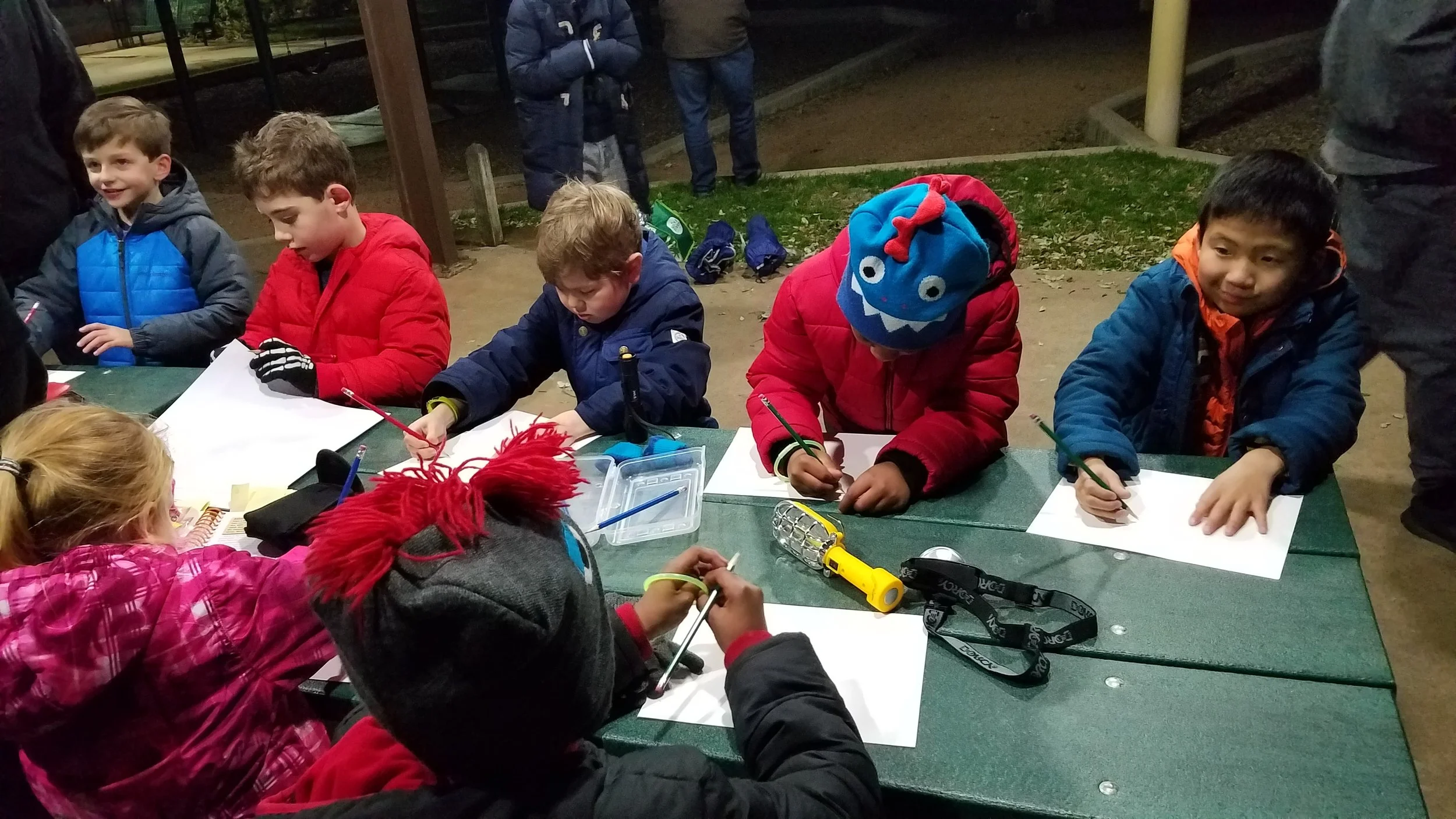Tiger Scouts meet the night of a lunar eclipse to earn the Sky Is The Limit elective.