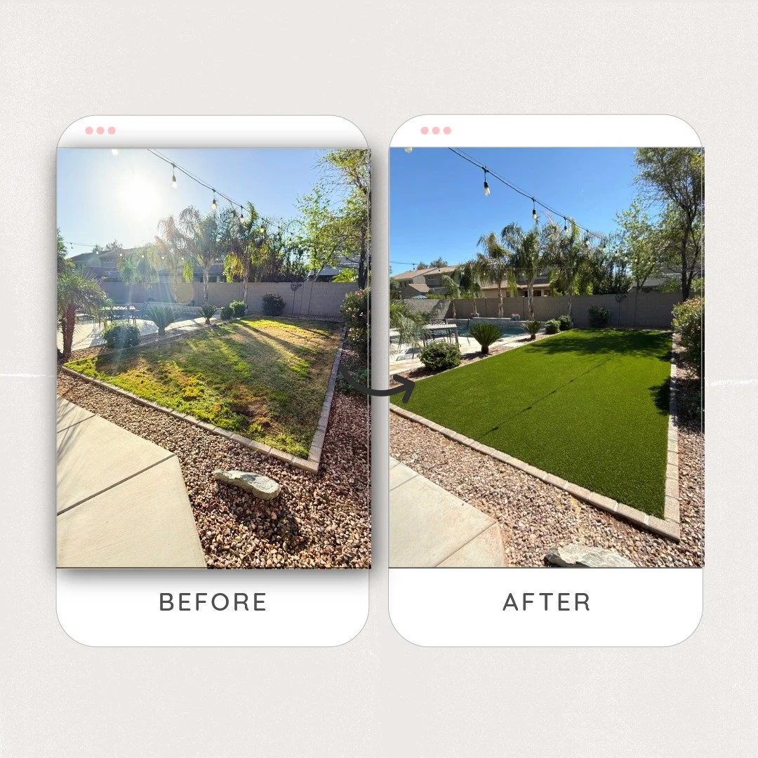 transformation Gilbert Arizona backyard artificial turf Northern Series Turf  Sod removal grass replacement
