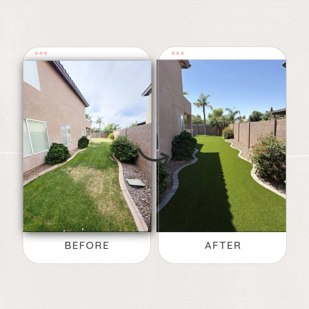before and after transformation Turf artificial fake grass