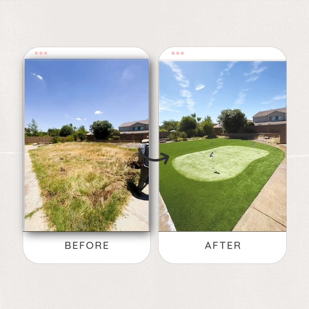 turf before and after sod removal water rebate artificial grass gilbert queen creek
